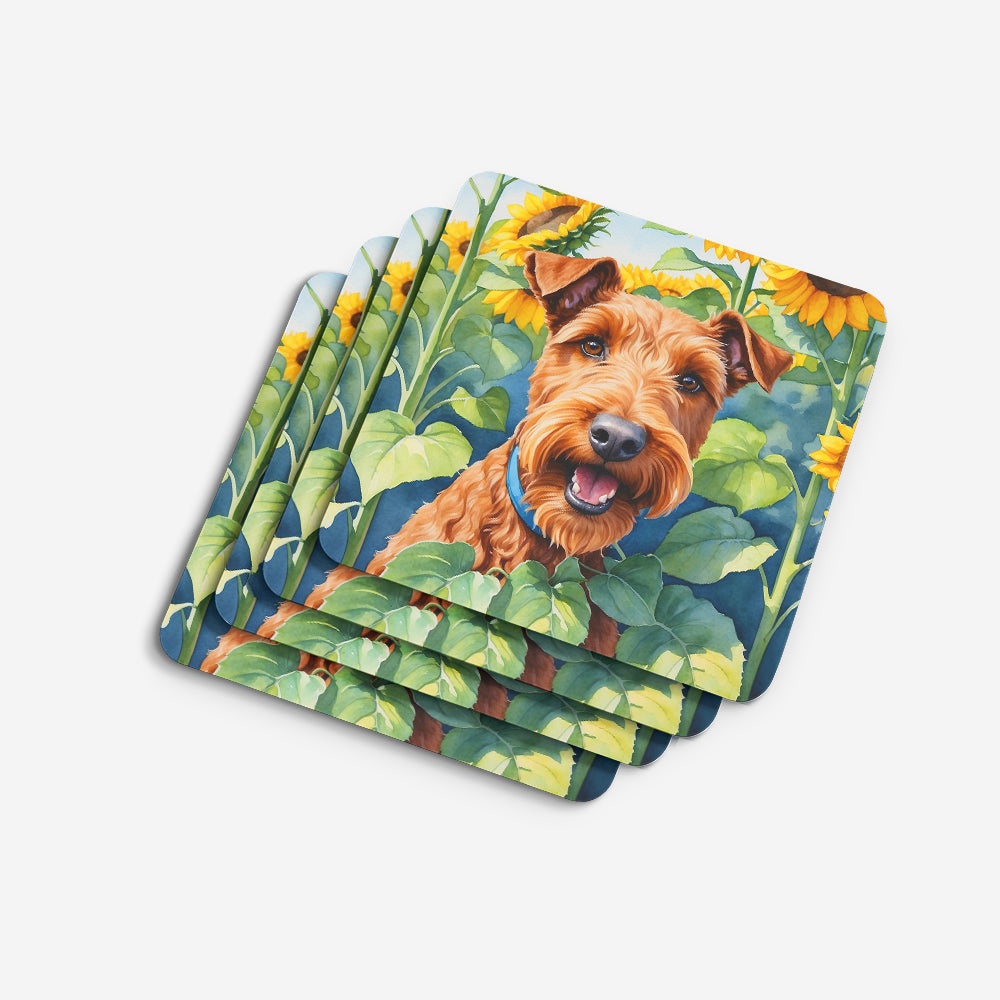 Irish Terrier in Sunflowers Foam Coasters
