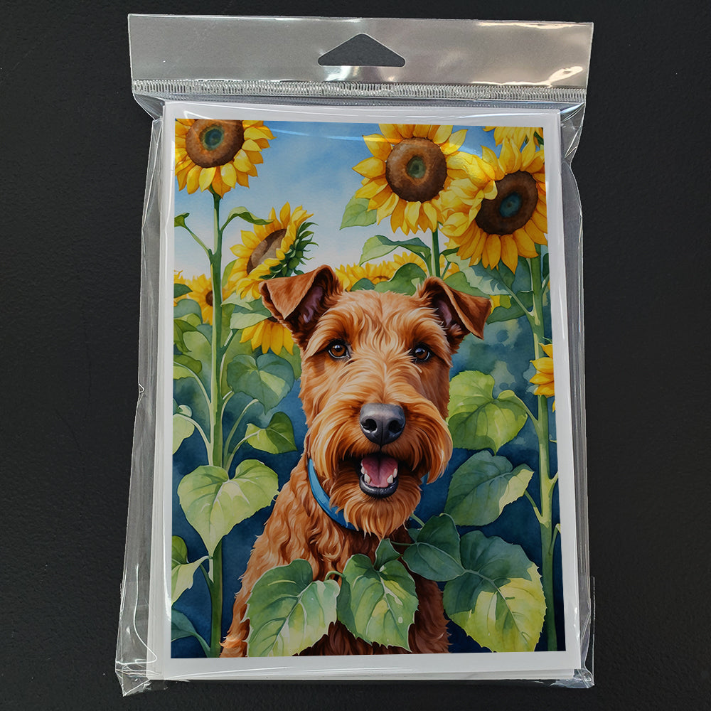 Irish Terrier in Sunflowers Greeting Cards Pack of 8