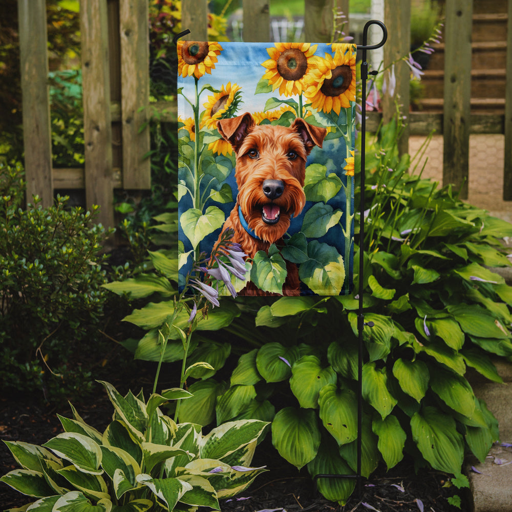 Irish Terrier in Sunflowers Garden Flag