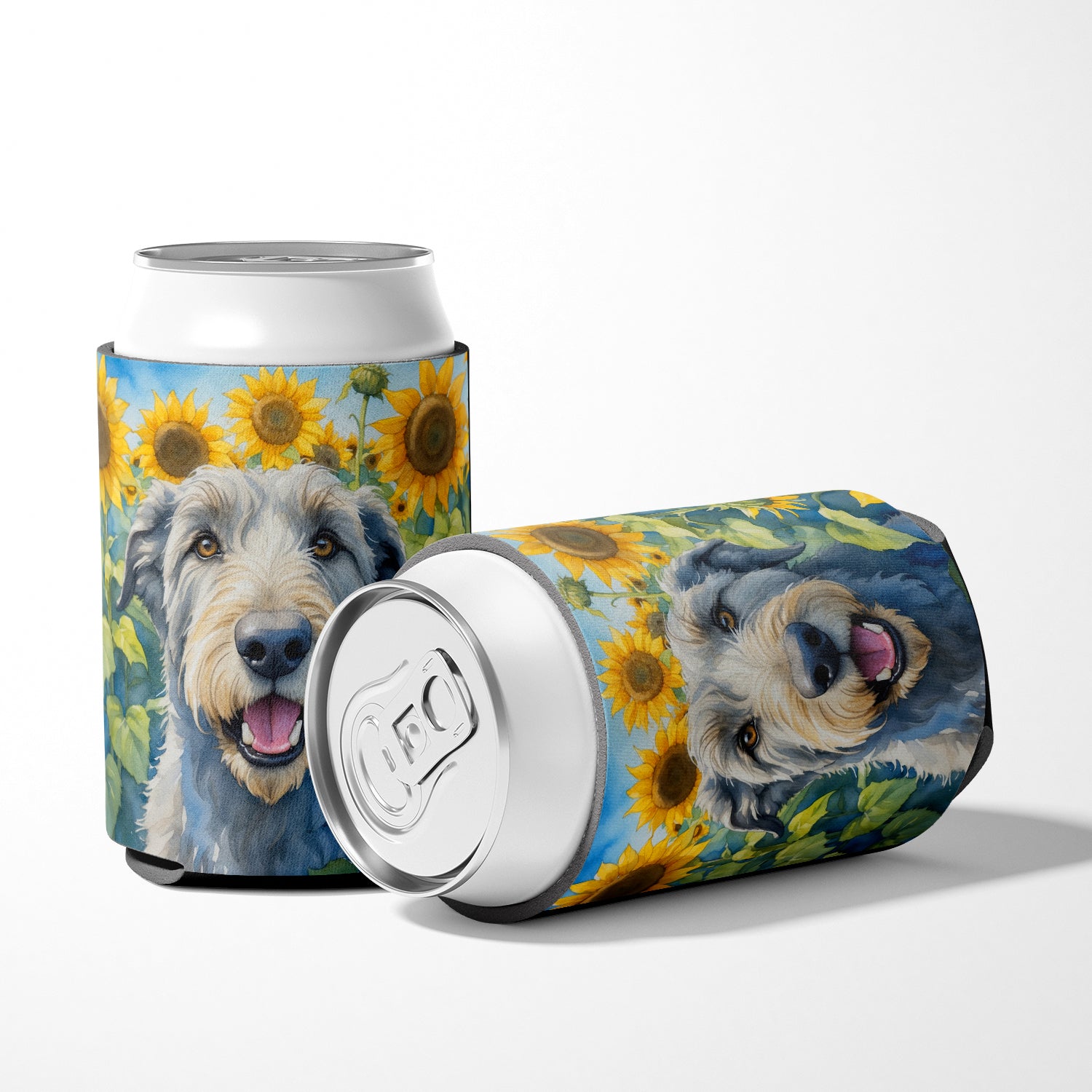 Irish Wolfhound in Sunflowers Can or Bottle Hugger