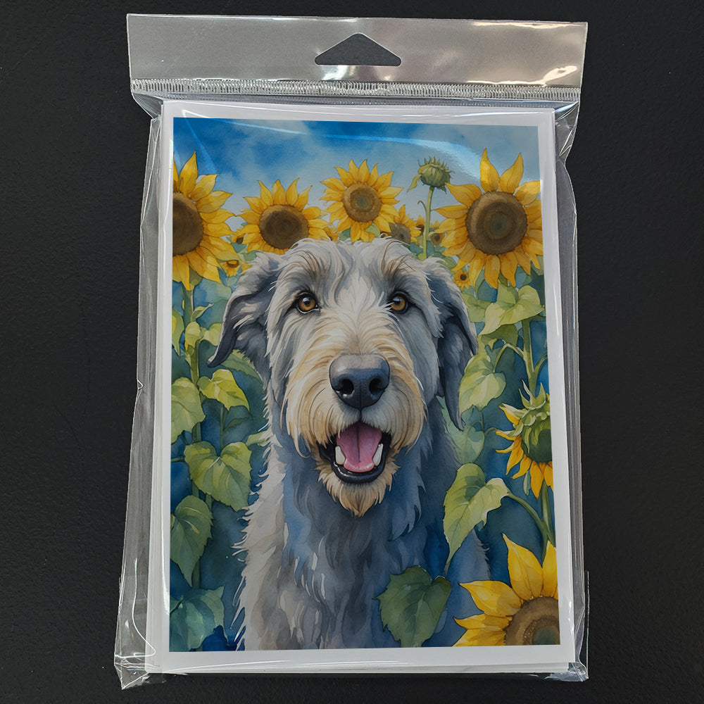 Irish Wolfhound in Sunflowers Greeting Cards Pack of 8
