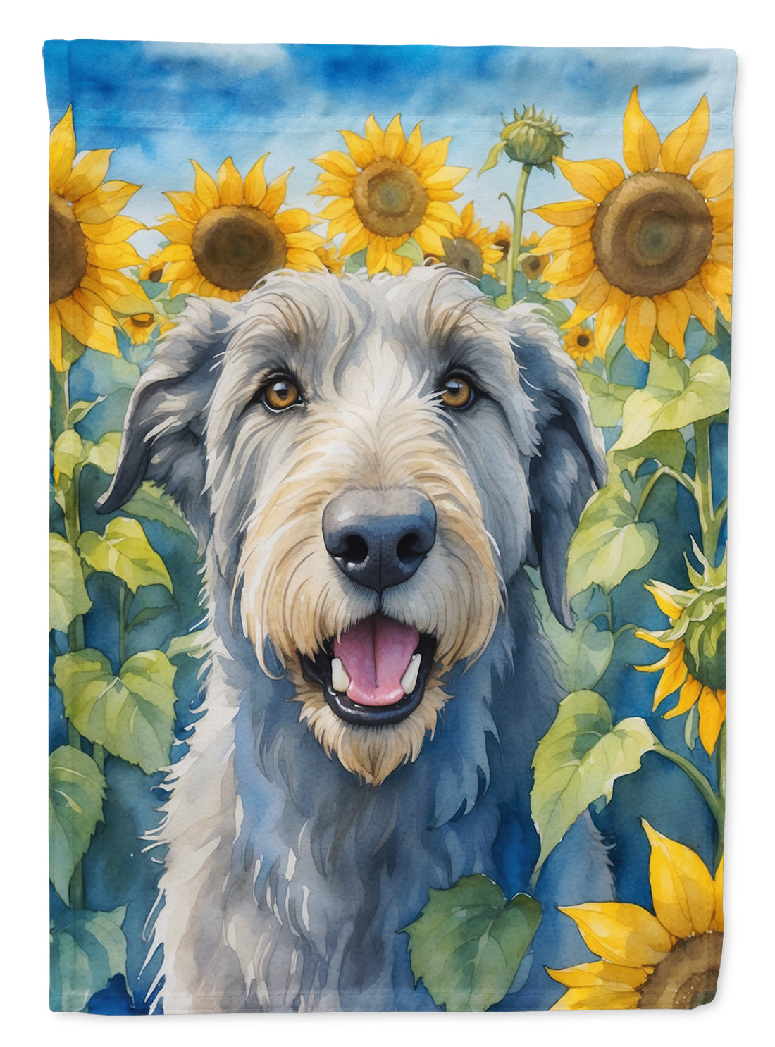 Buy this Irish Wolfhound in Sunflowers Garden Flag
