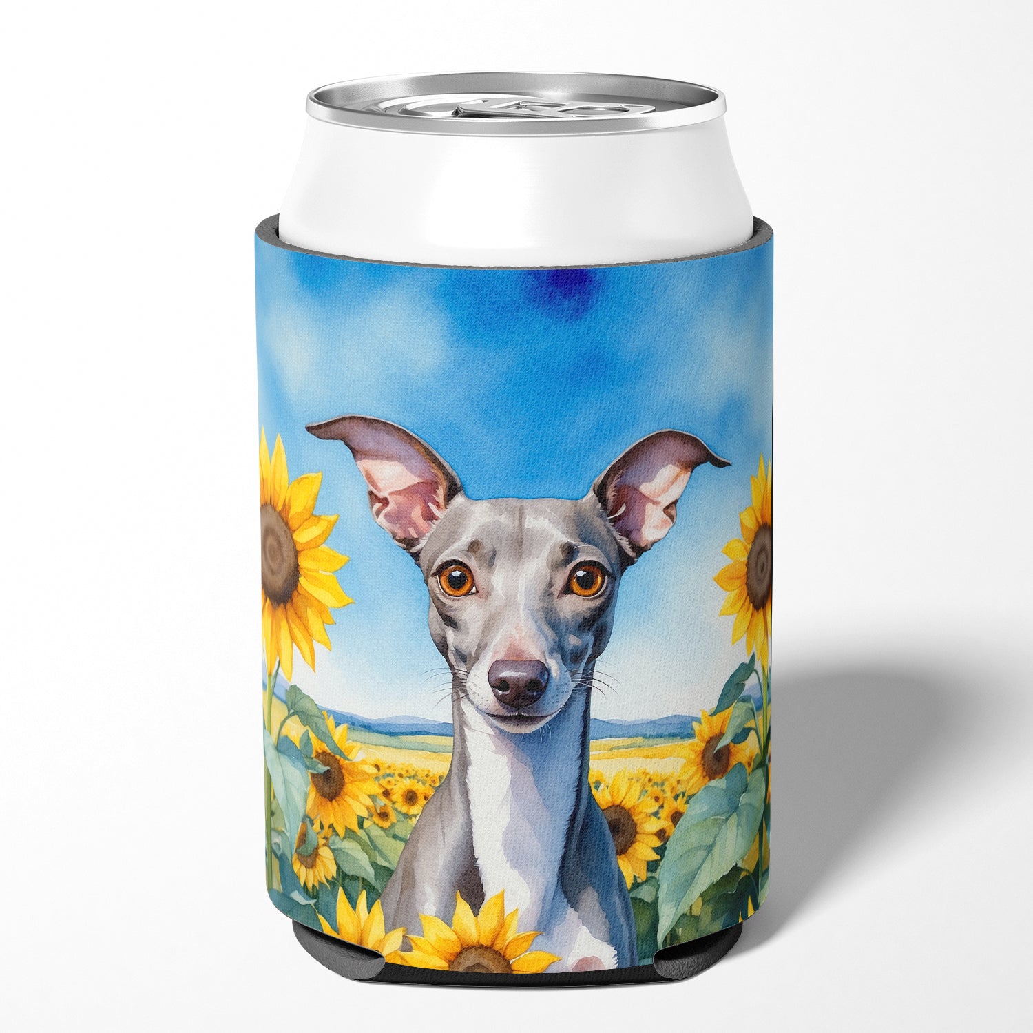 Italian Greyhound in Sunflowers Can or Bottle Hugger
