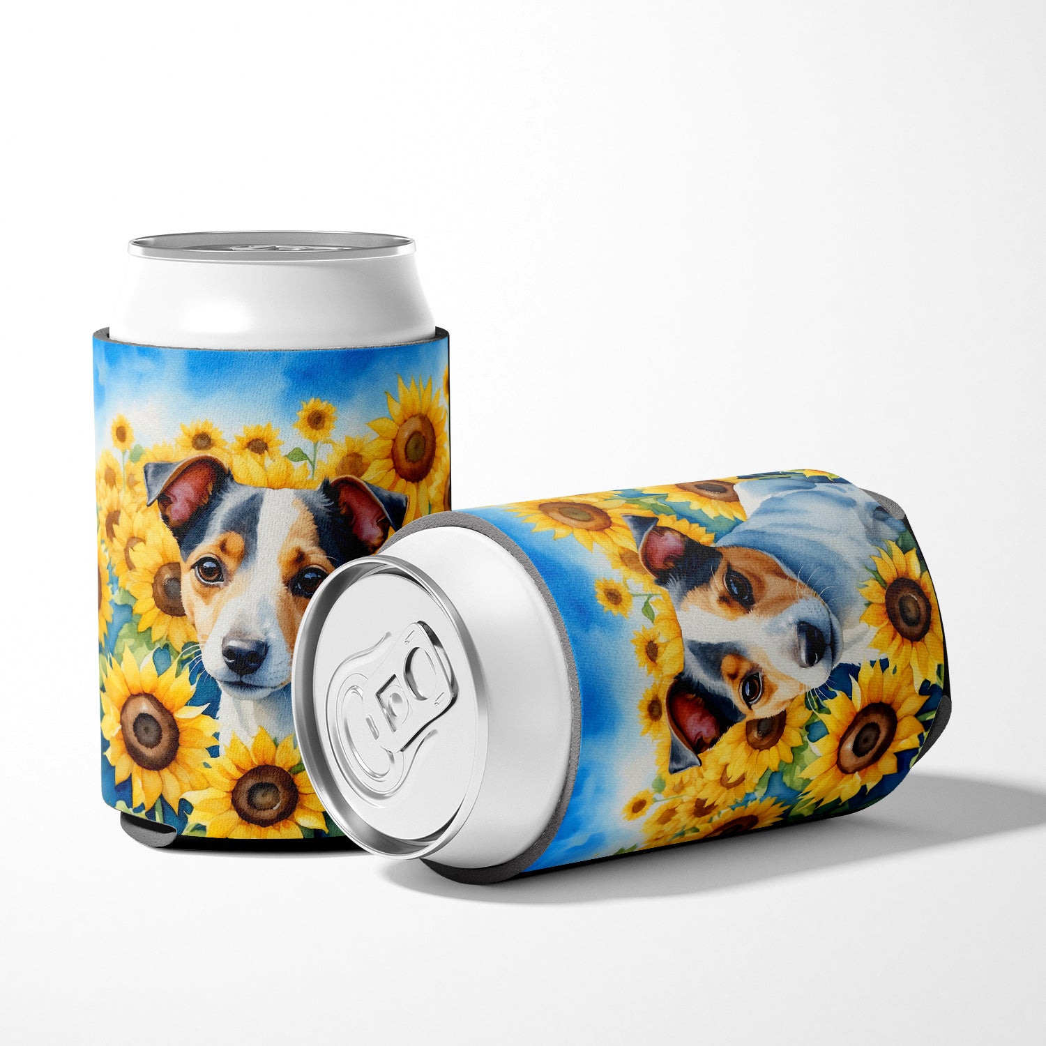 Jack Russell Terrier in Sunflowers Can or Bottle Hugger