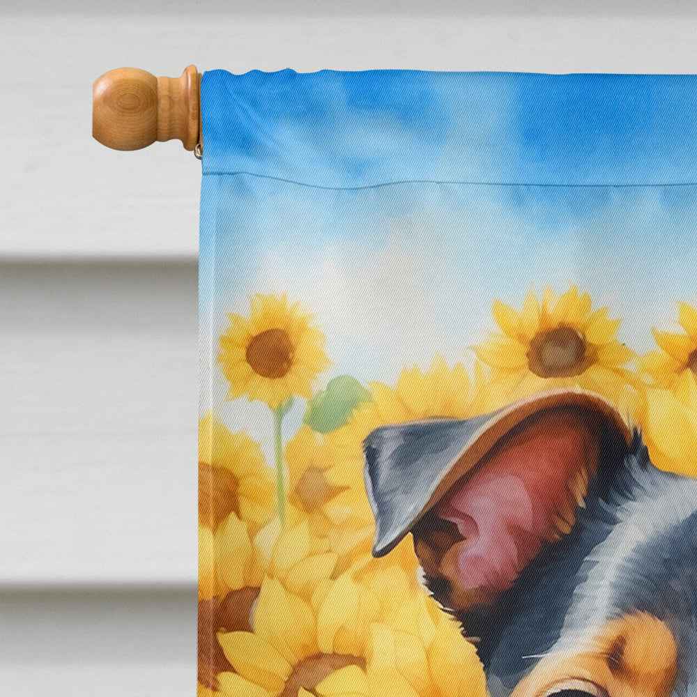 Jack Russell Terrier in Sunflowers House Flag