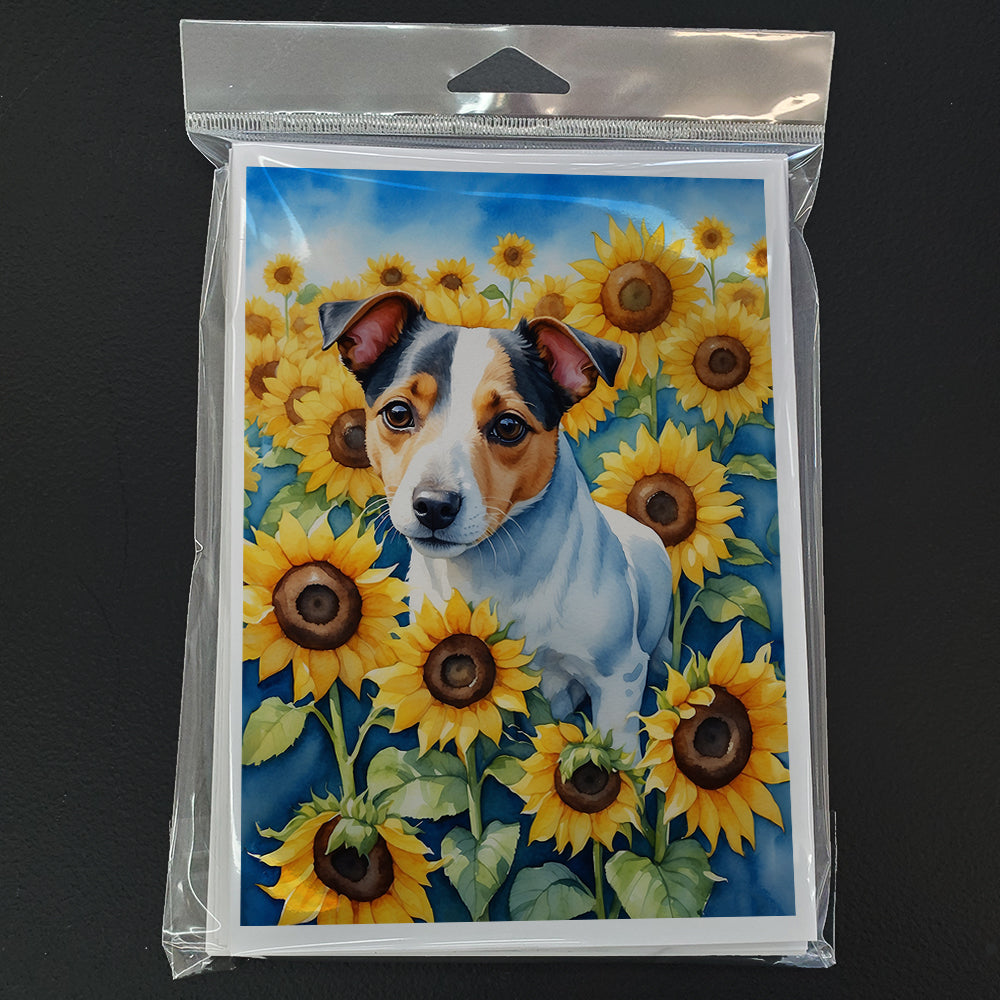 Jack Russell Terrier in Sunflowers Greeting Cards Pack of 8