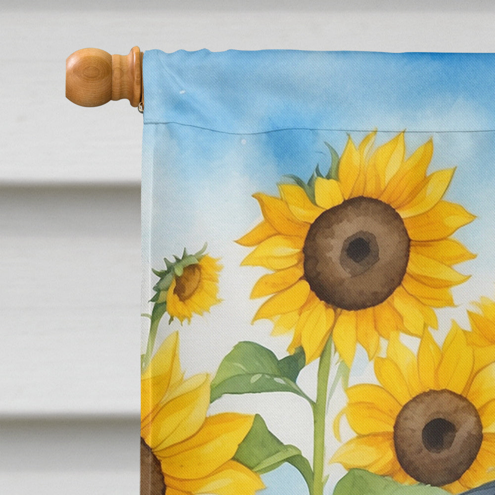 Japanese Chin in Sunflowers House Flag