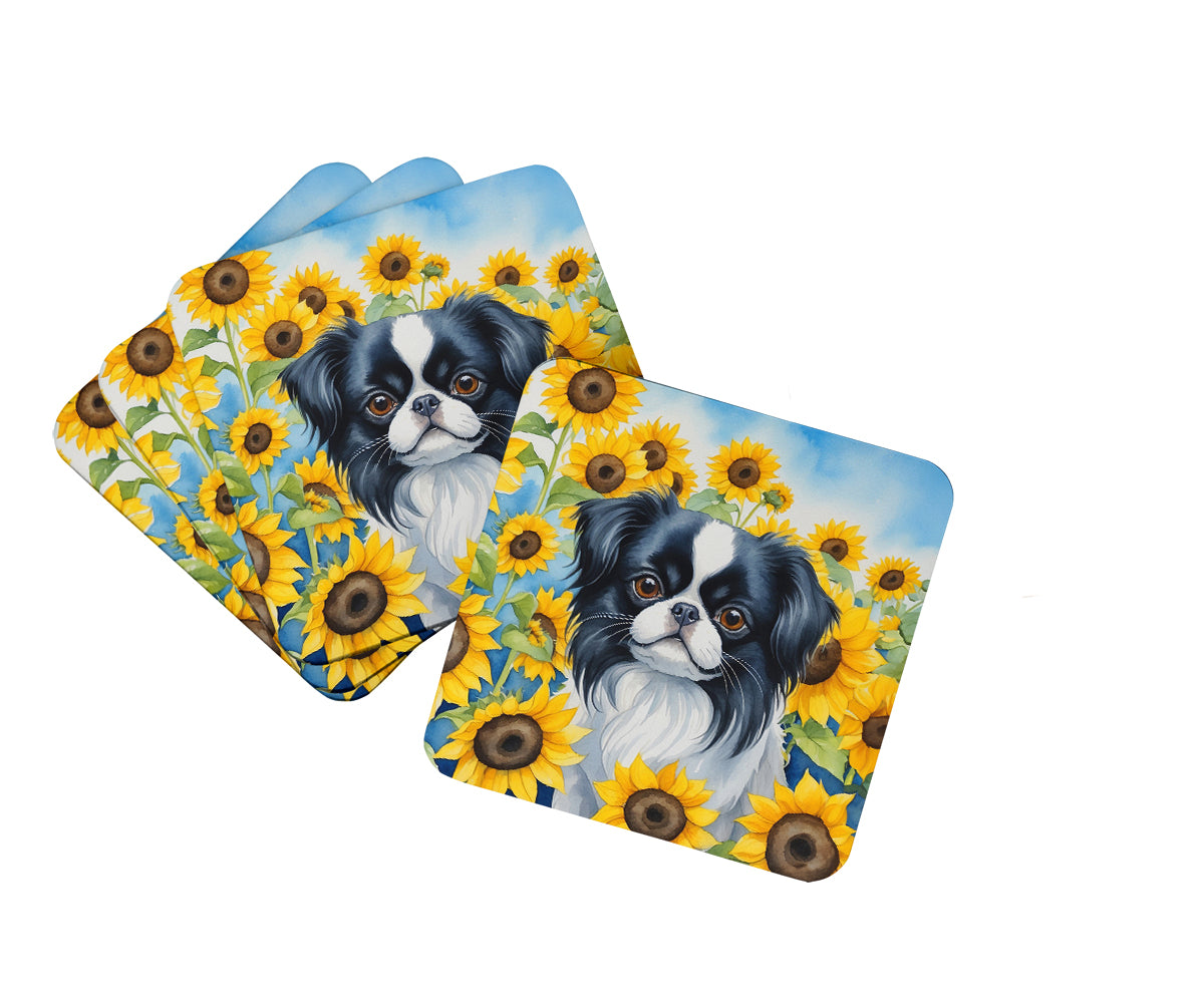 Buy this Japanese Chin in Sunflowers Foam Coasters