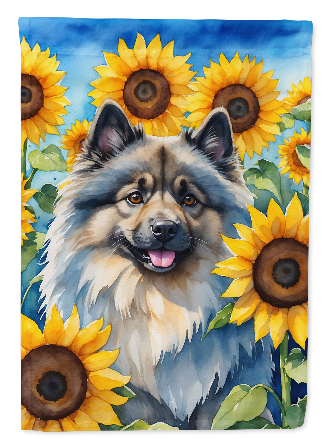 Buy this Keeshond in Sunflowers House Flag