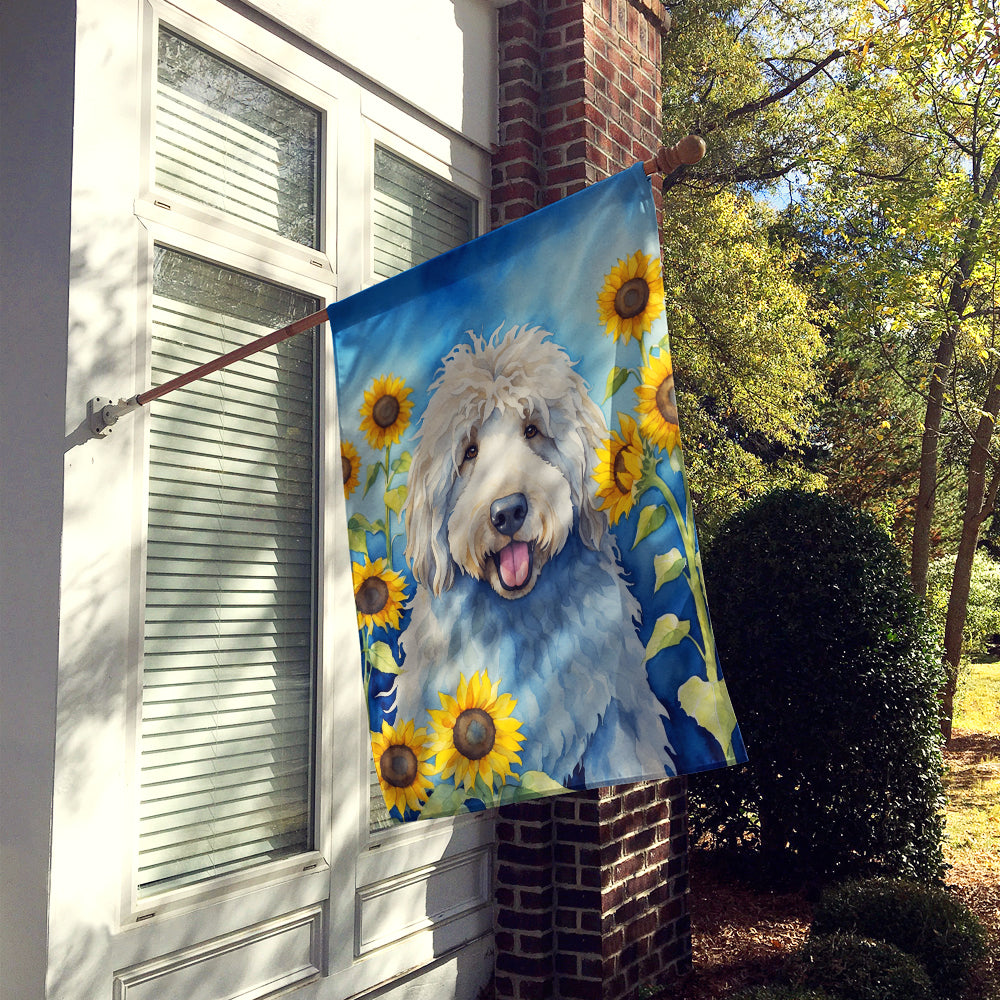 Buy this Komondor in Sunflowers House Flag