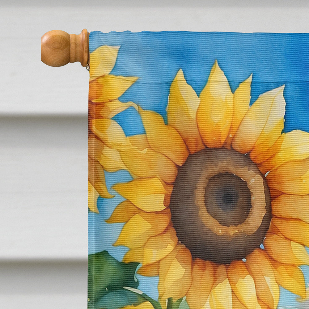 Kuvasz in Sunflowers House Flag