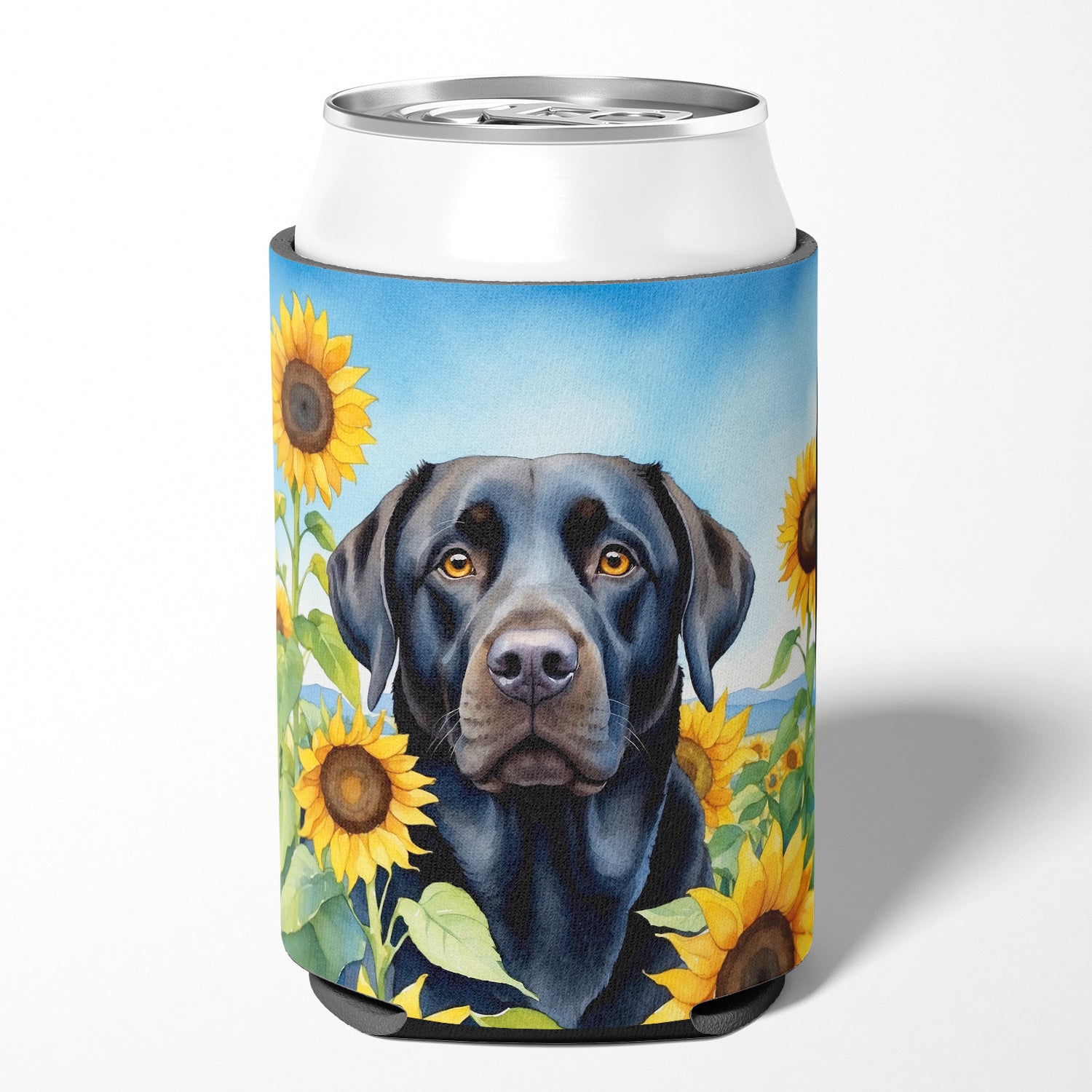 Labrador Retriever in Sunflowers Can or Bottle Hugger
