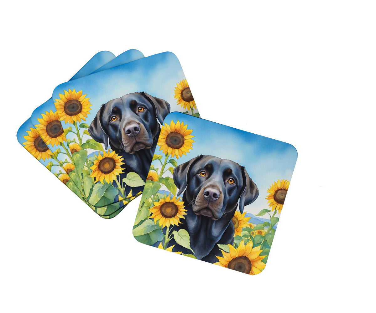 Buy this Labrador Retriever in Sunflowers Foam Coasters