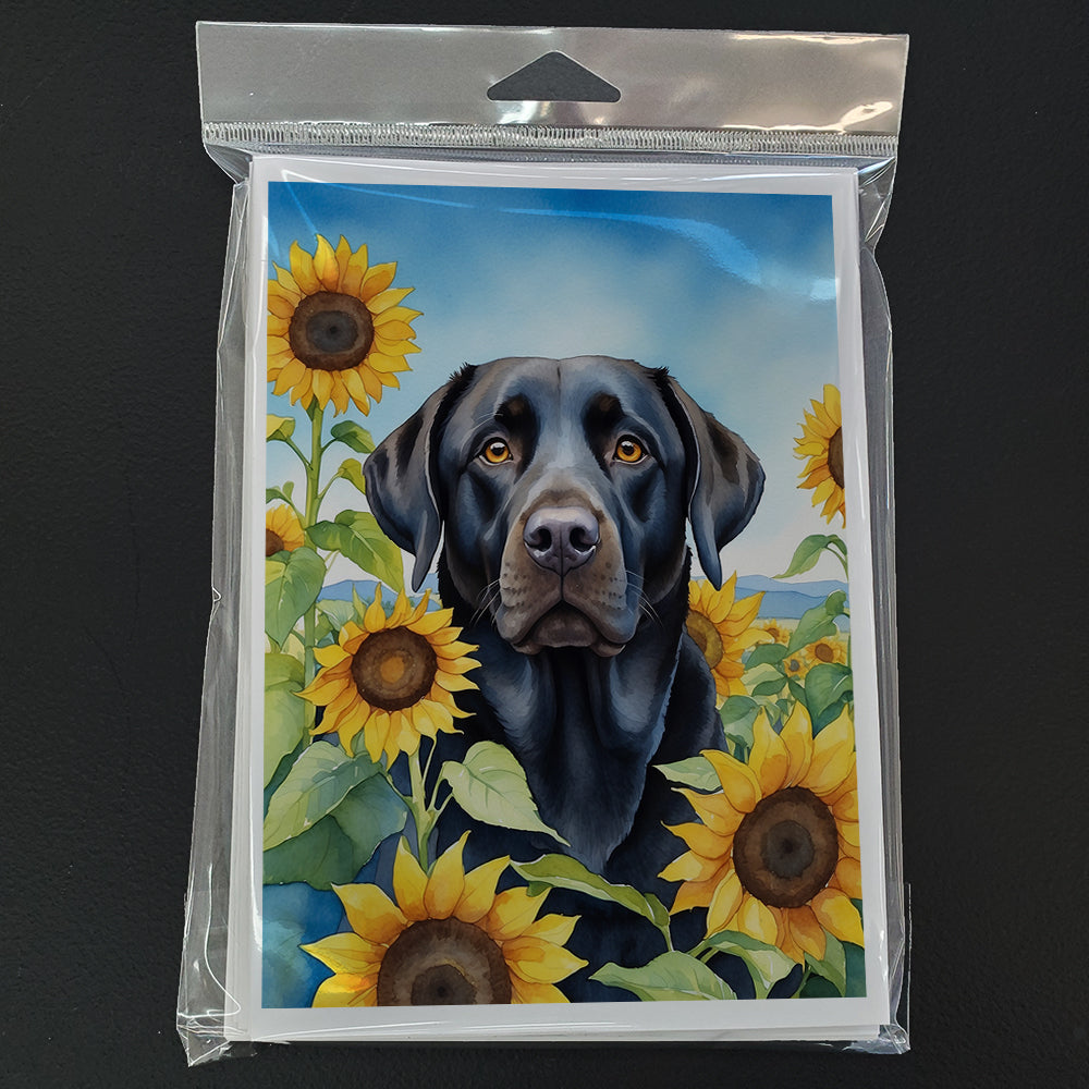 Labrador Retriever in Sunflowers Greeting Cards Pack of 8