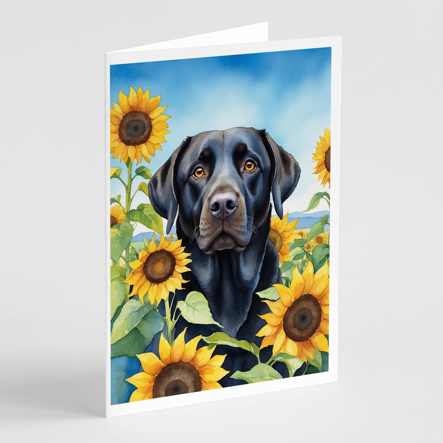 Buy this Labrador Retriever in Sunflowers Greeting Cards Pack of 8