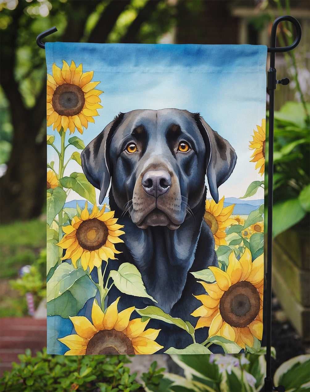 Labrador Retriever in Sunflowers Garden Flag