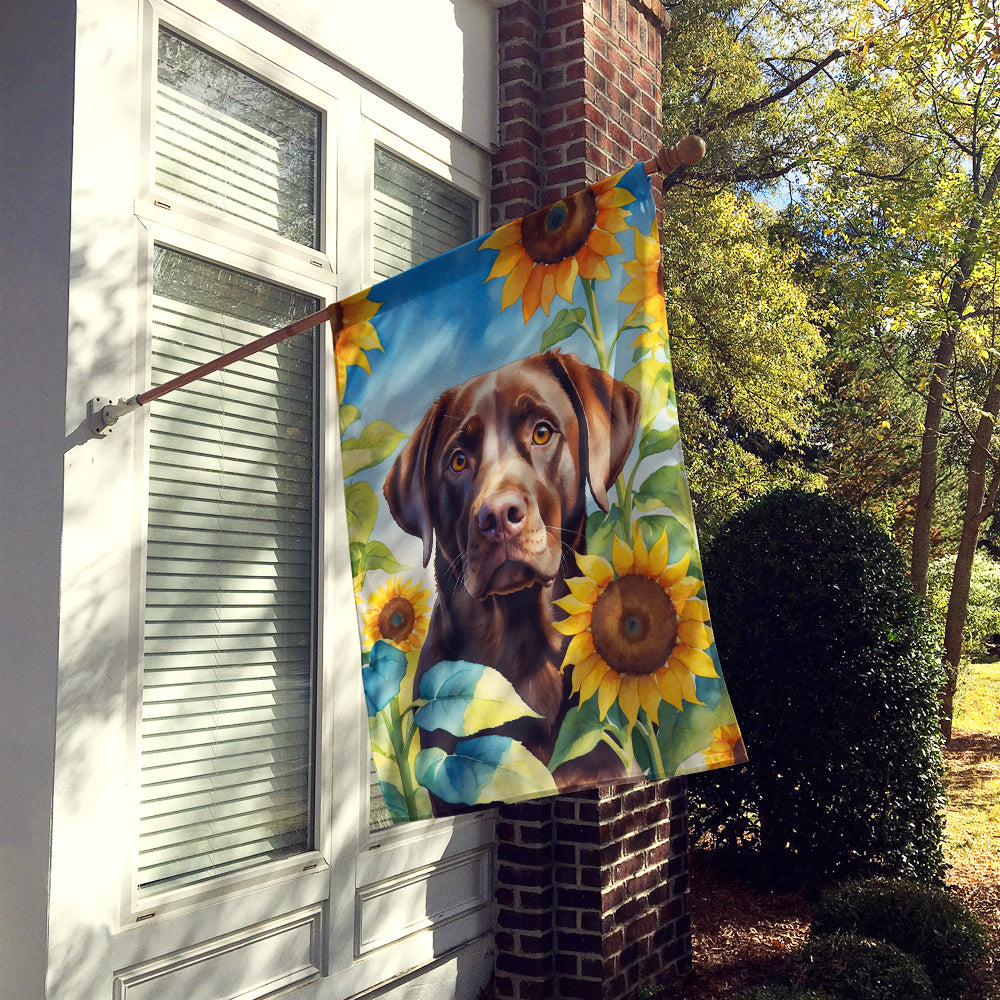 Labrador Retriever in Sunflowers House Flag
