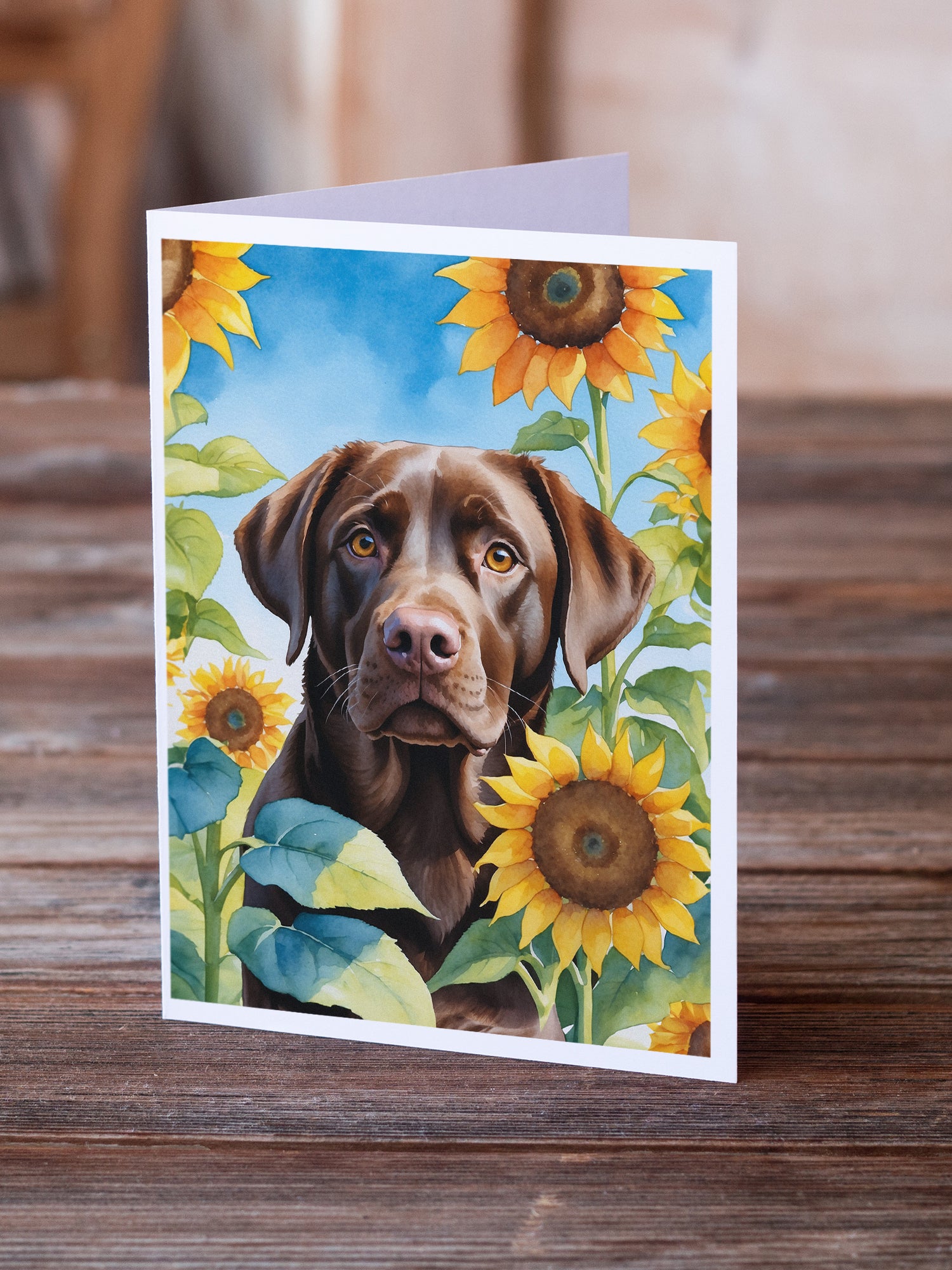 Labrador Retriever in Sunflowers Greeting Cards Pack of 8