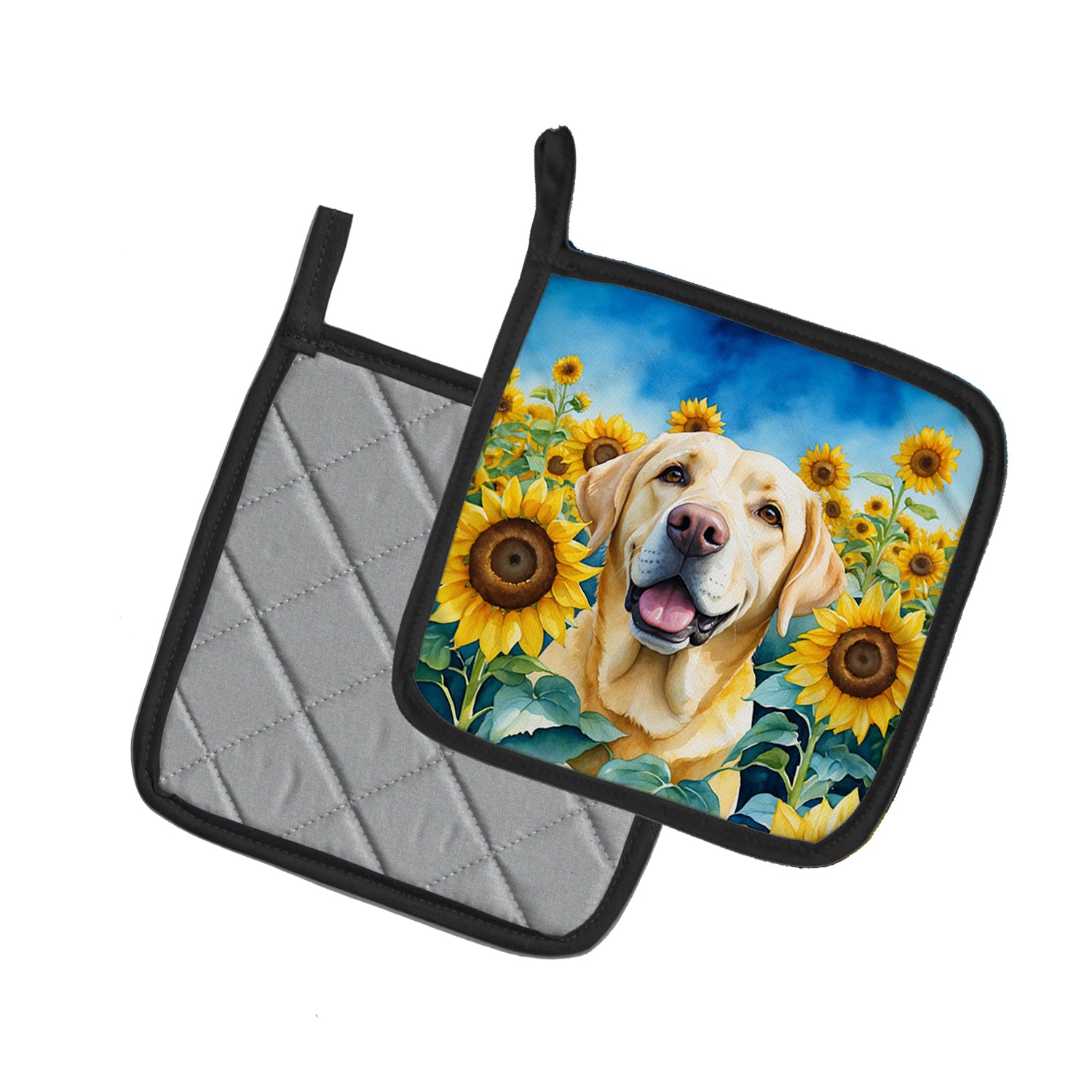 Labrador Retriever in Sunflowers Pair of Pot Holders