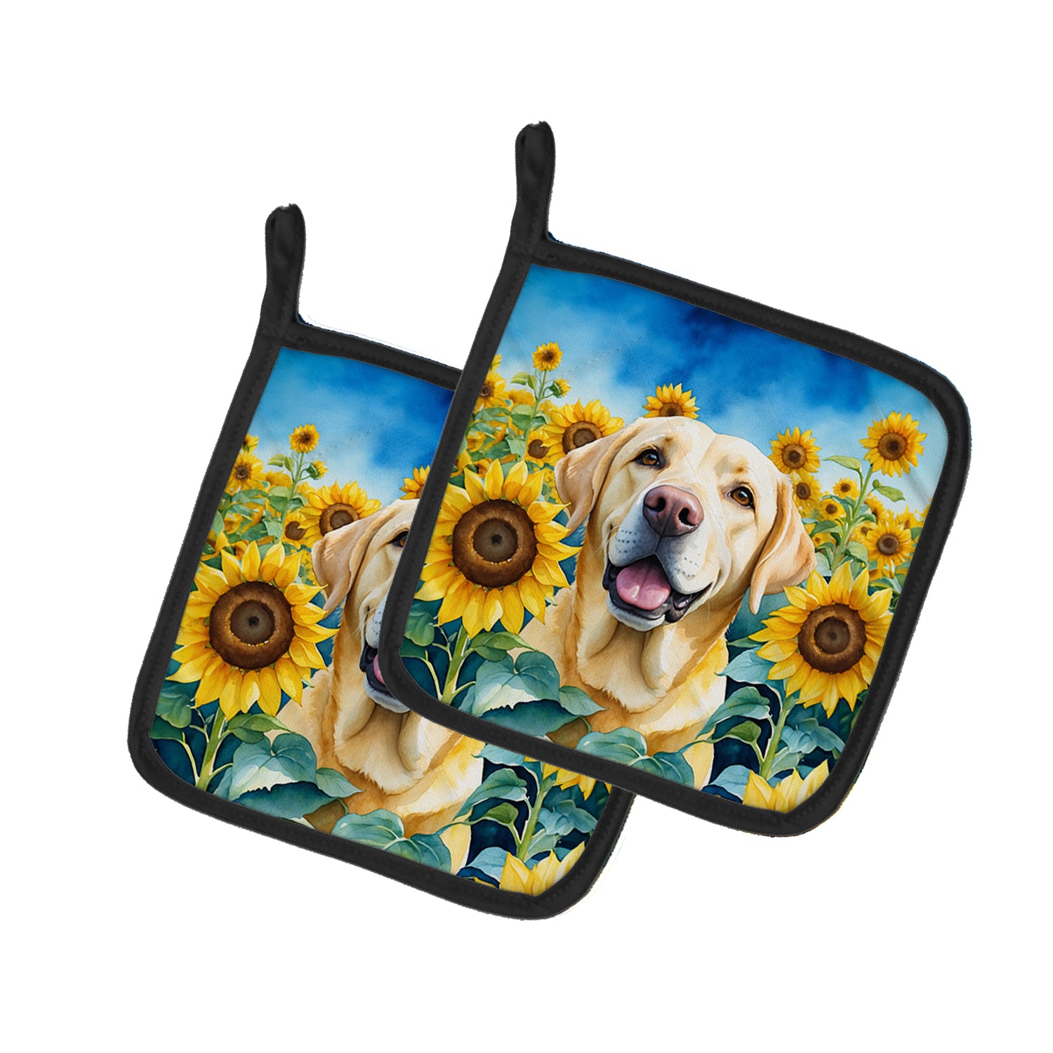 Buy this Labrador Retriever in Sunflowers Pair of Pot Holders