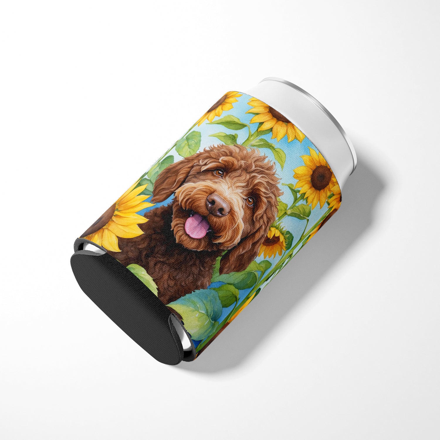 Labradoodle in Sunflowers Can or Bottle Hugger