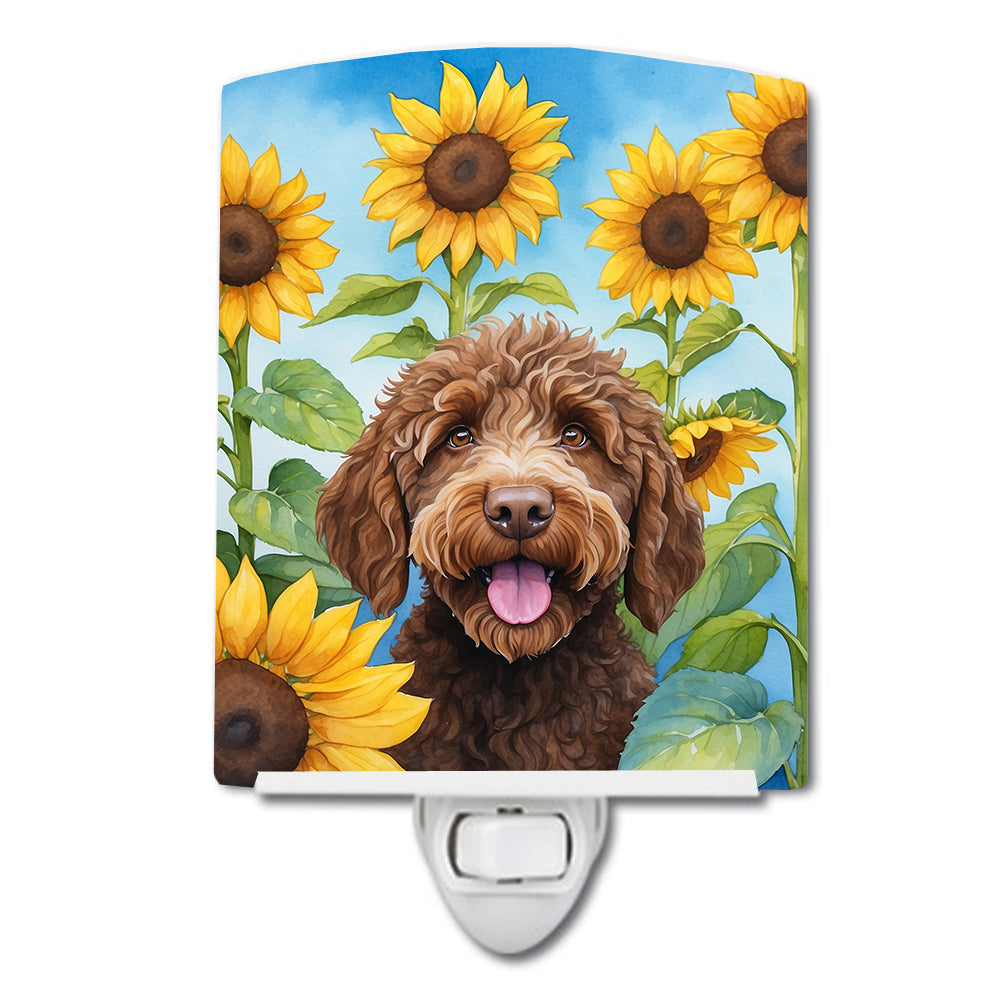 Buy this Labradoodle in Sunflowers Ceramic Night Light