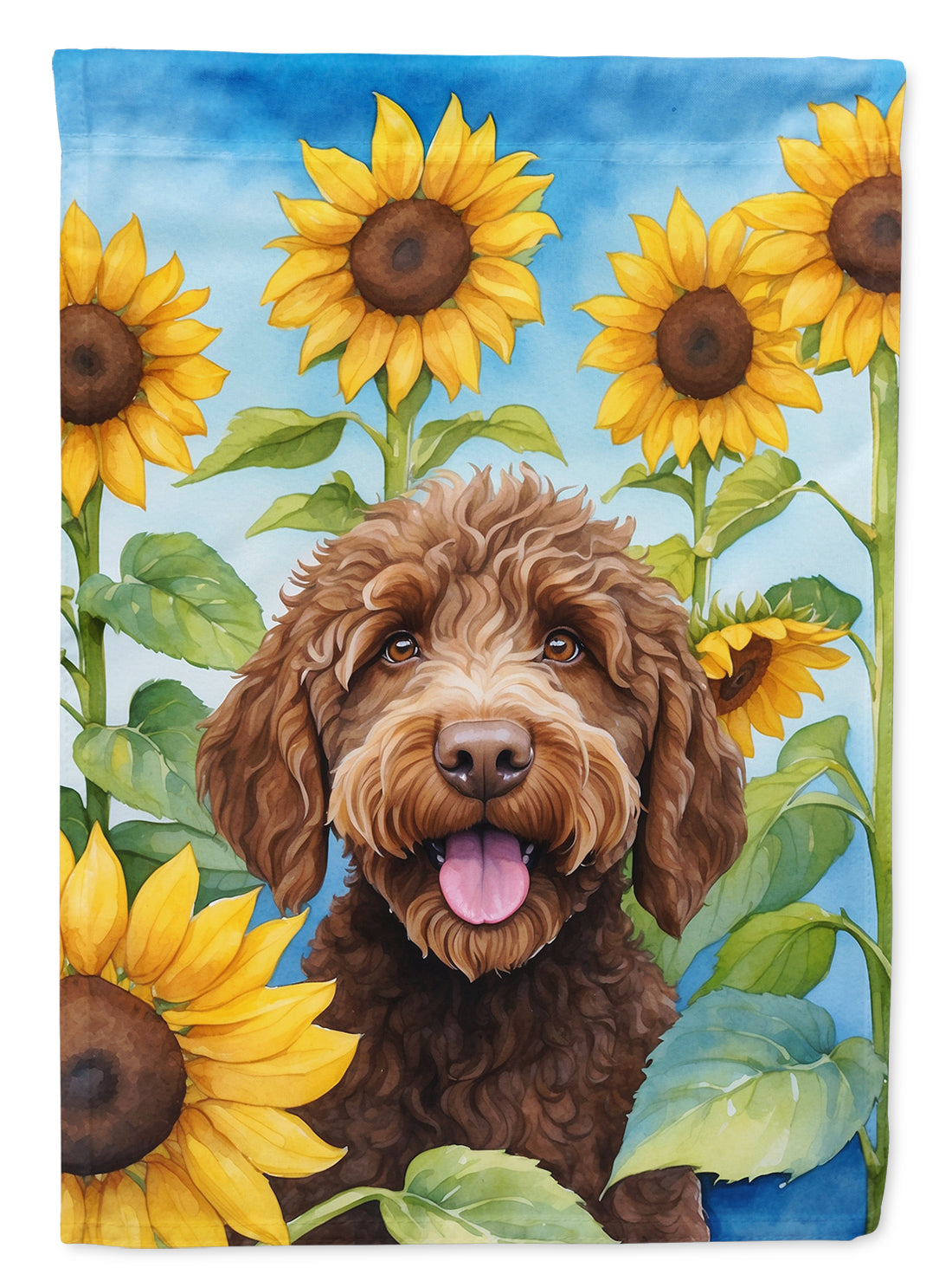 Buy this Labradoodle in Sunflowers Garden Flag