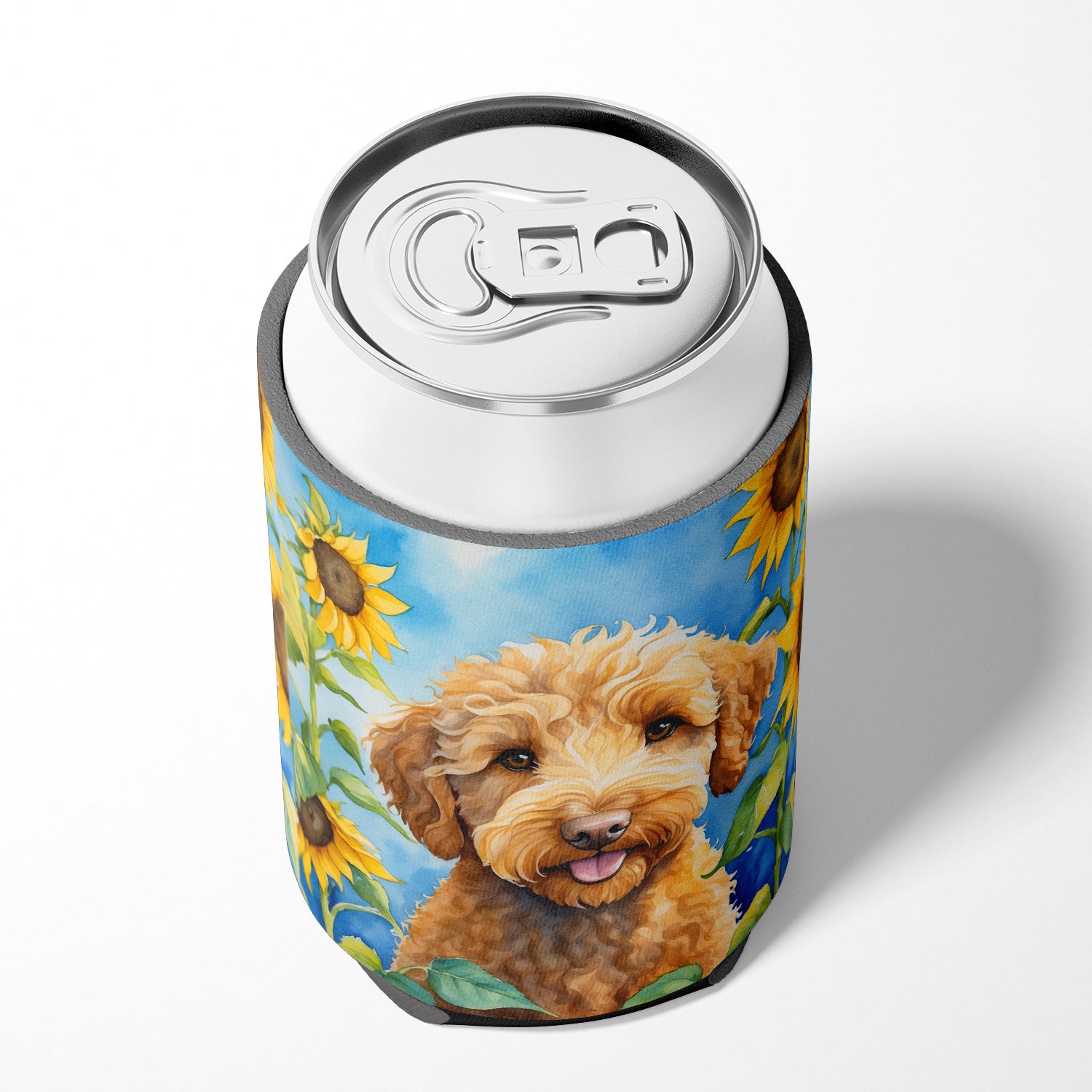 Labradoodle in Sunflowers Can or Bottle Hugger