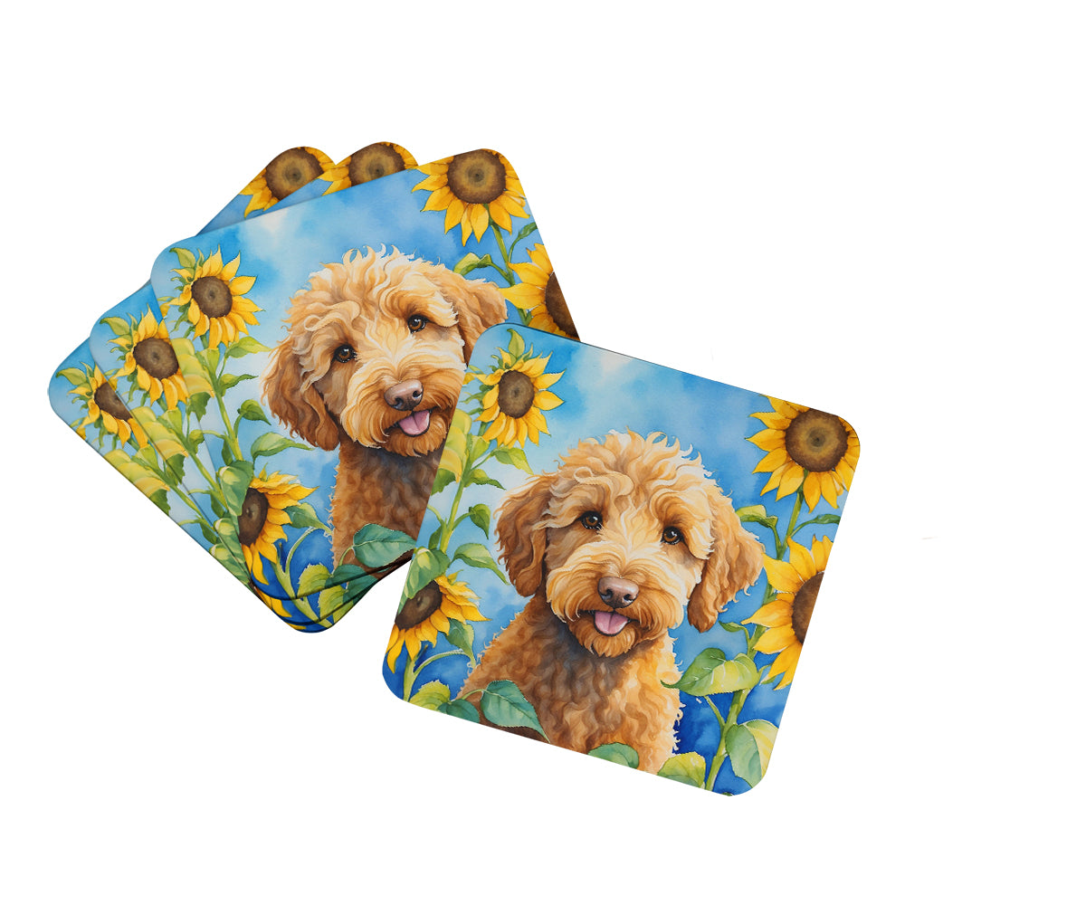 Buy this Labradoodle in Sunflowers Foam Coasters