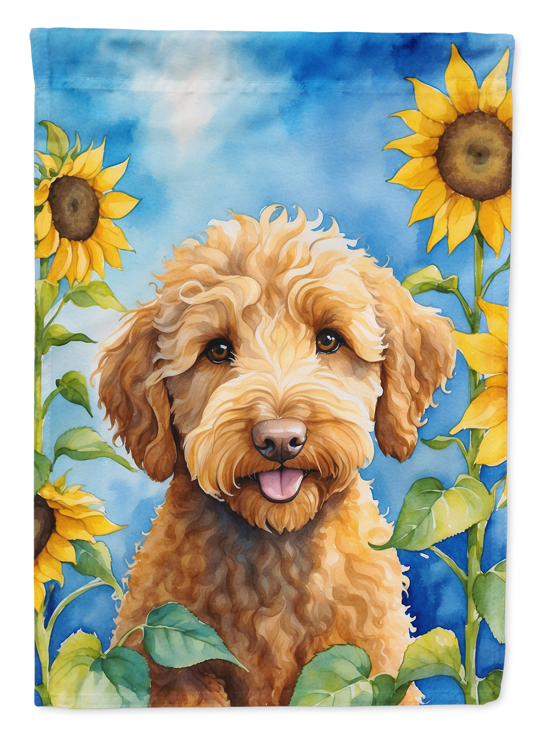 Buy this Labradoodle in Sunflowers Garden Flag