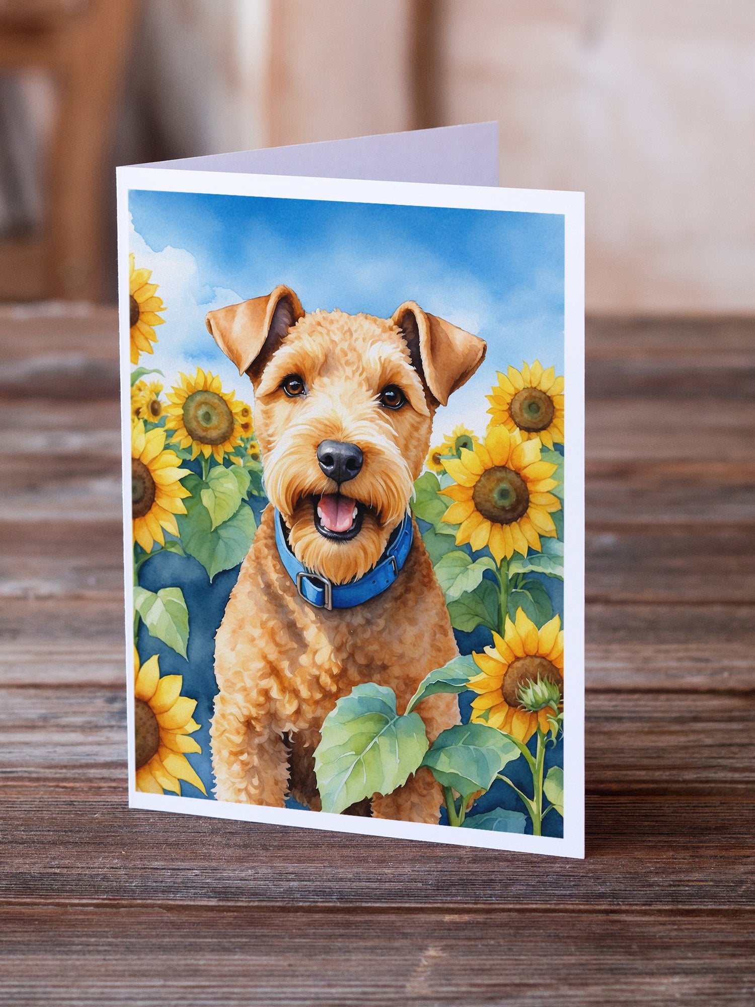 Lakeland Terrier in Sunflowers Greeting Cards Pack of 8