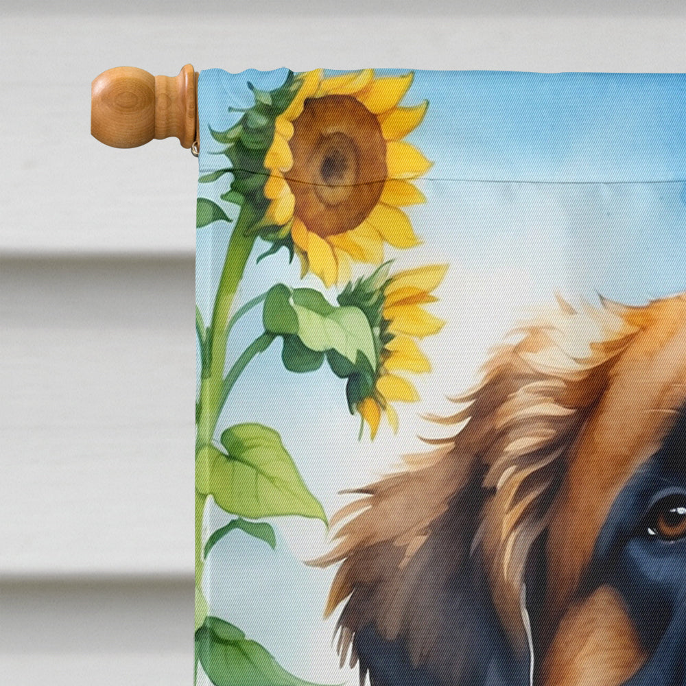 Leonberger in Sunflowers House Flag