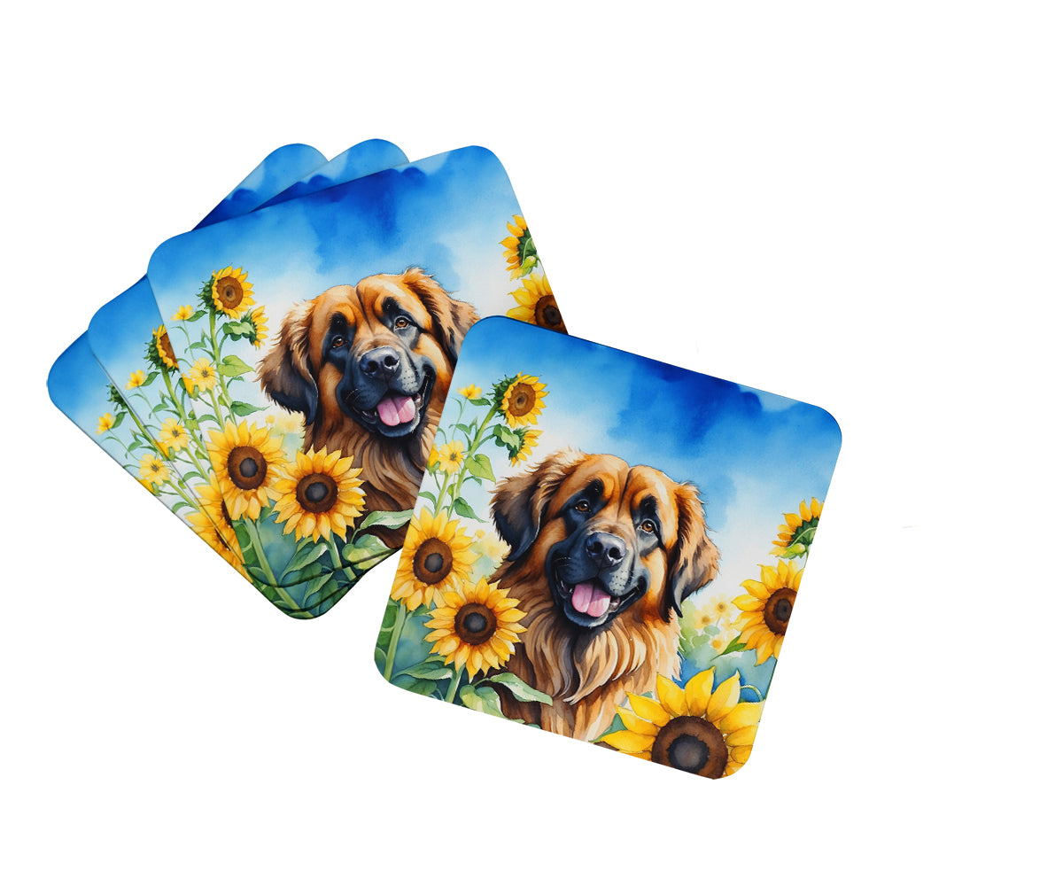 Buy this Leonberger in Sunflowers Foam Coasters
