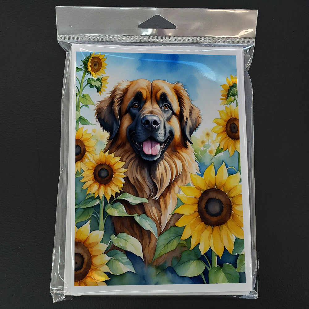 Leonberger in Sunflowers Greeting Cards Pack of 8