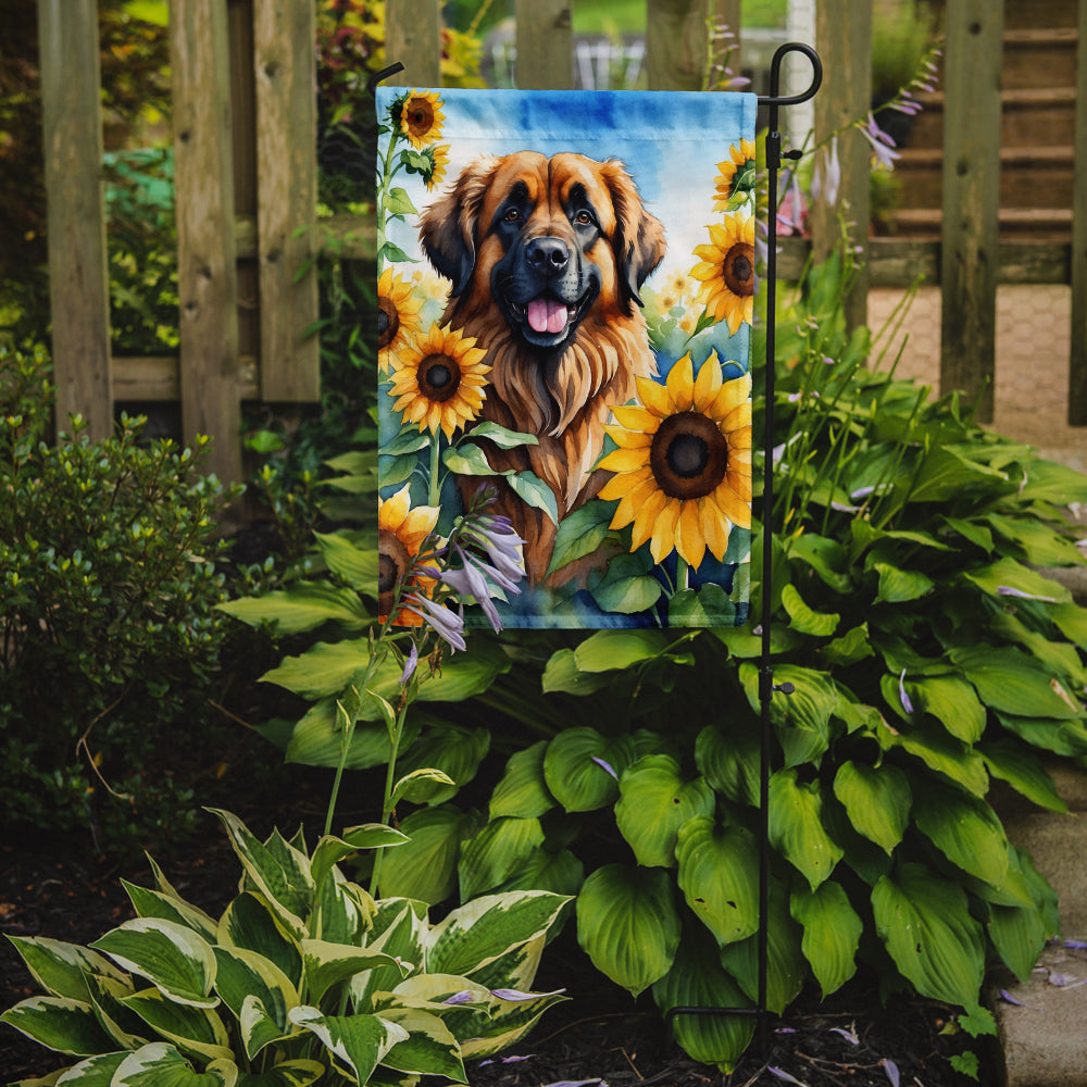 Caroline's Treasures Leonberger in Sunflowers Garden Flag – Bright Dog-Themed Yard Decor