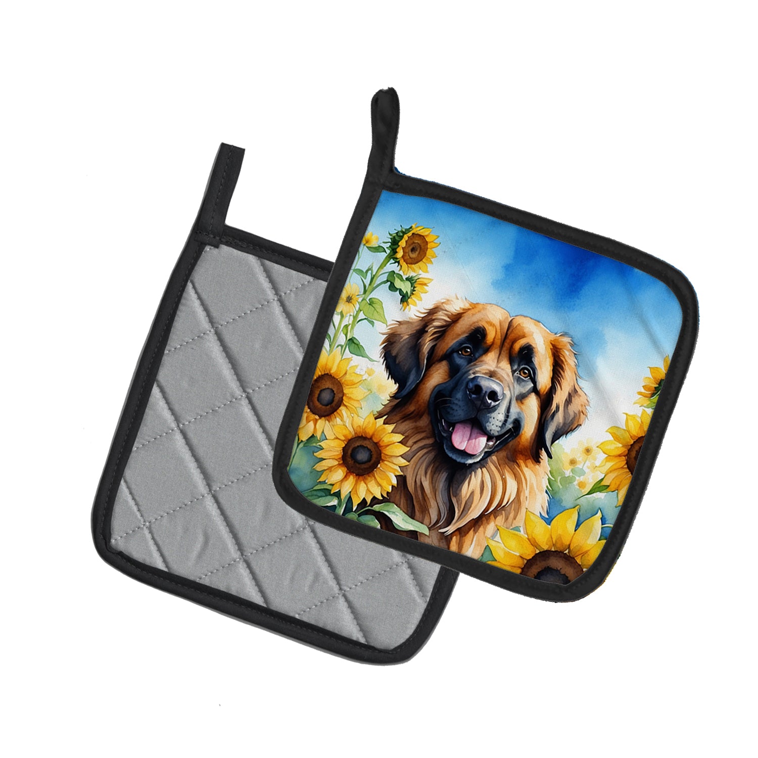 Leonberger in Sunflowers Pair of Pot Holders