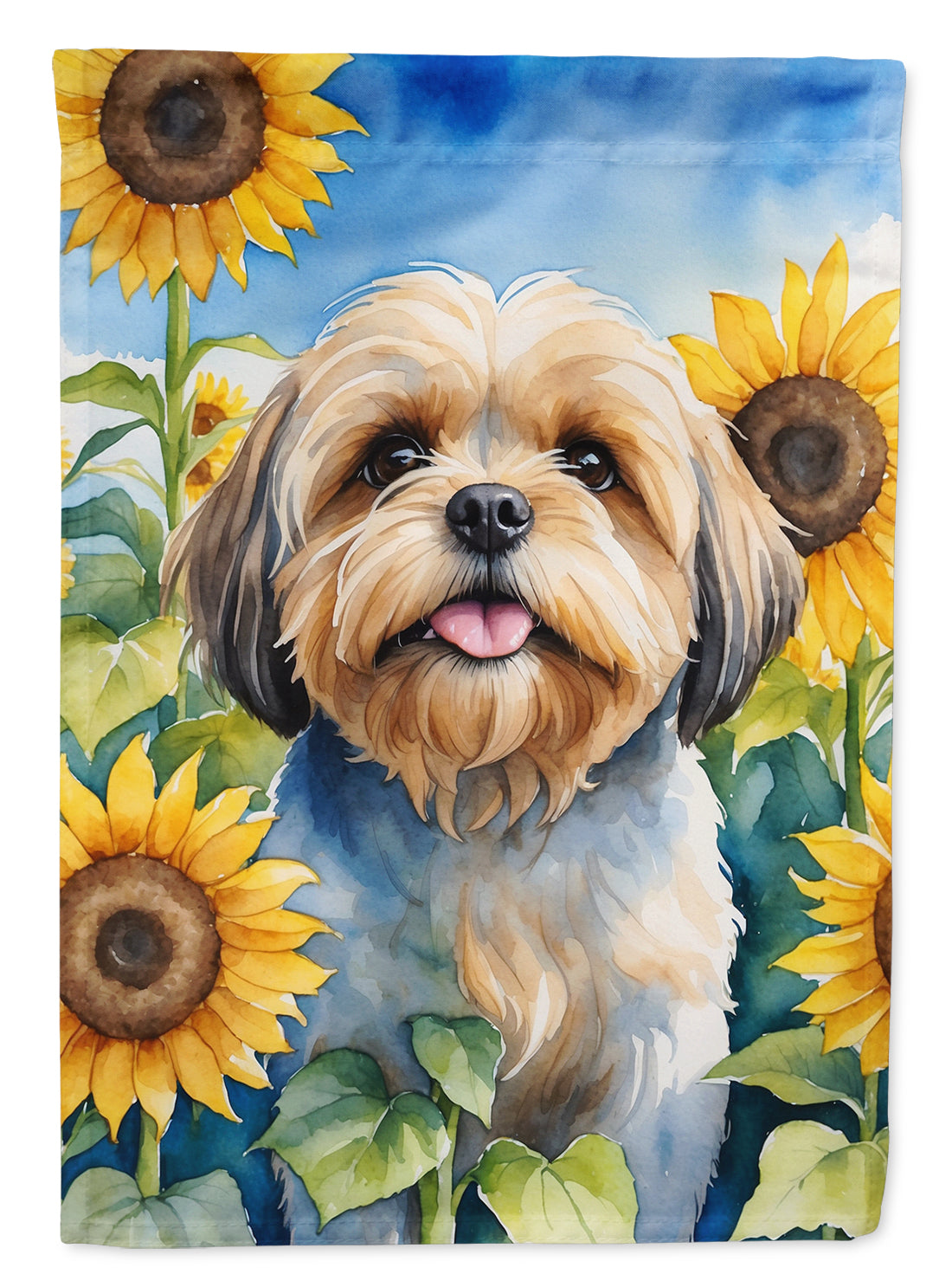 Buy this Lhasa Apso in Sunflowers House Flag