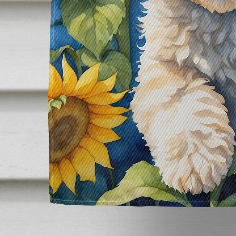 Maltipoo in Sunflowers House Flag
