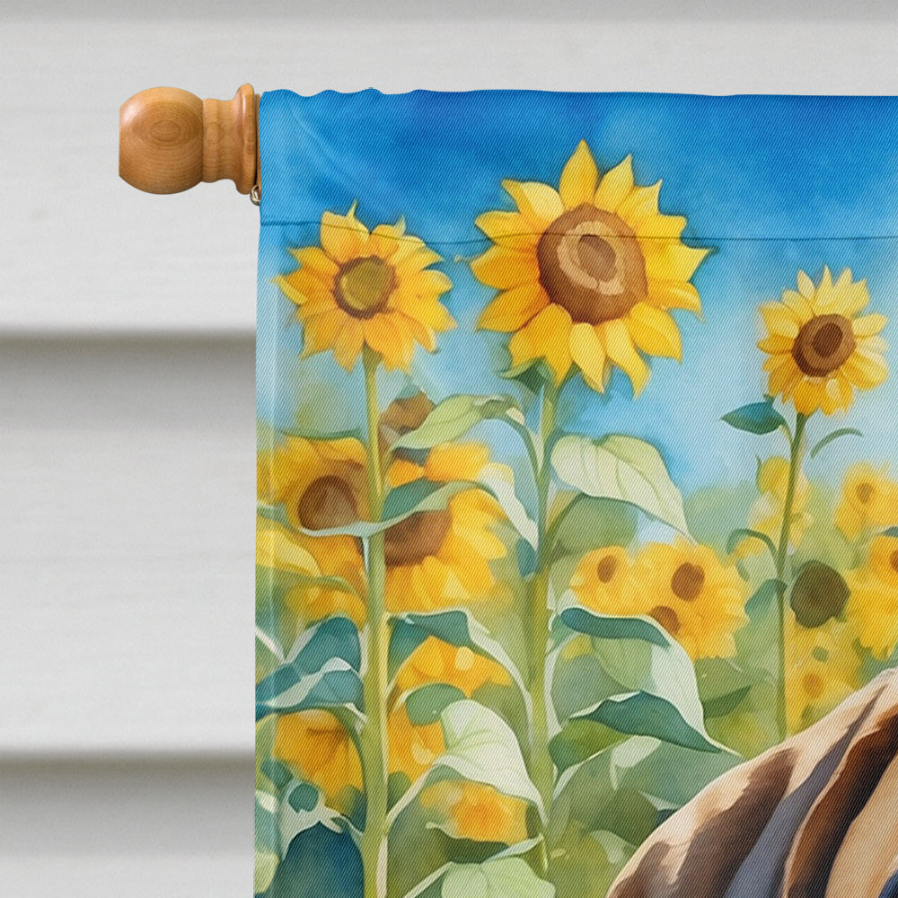 Mastiff in Sunflowers House Flag