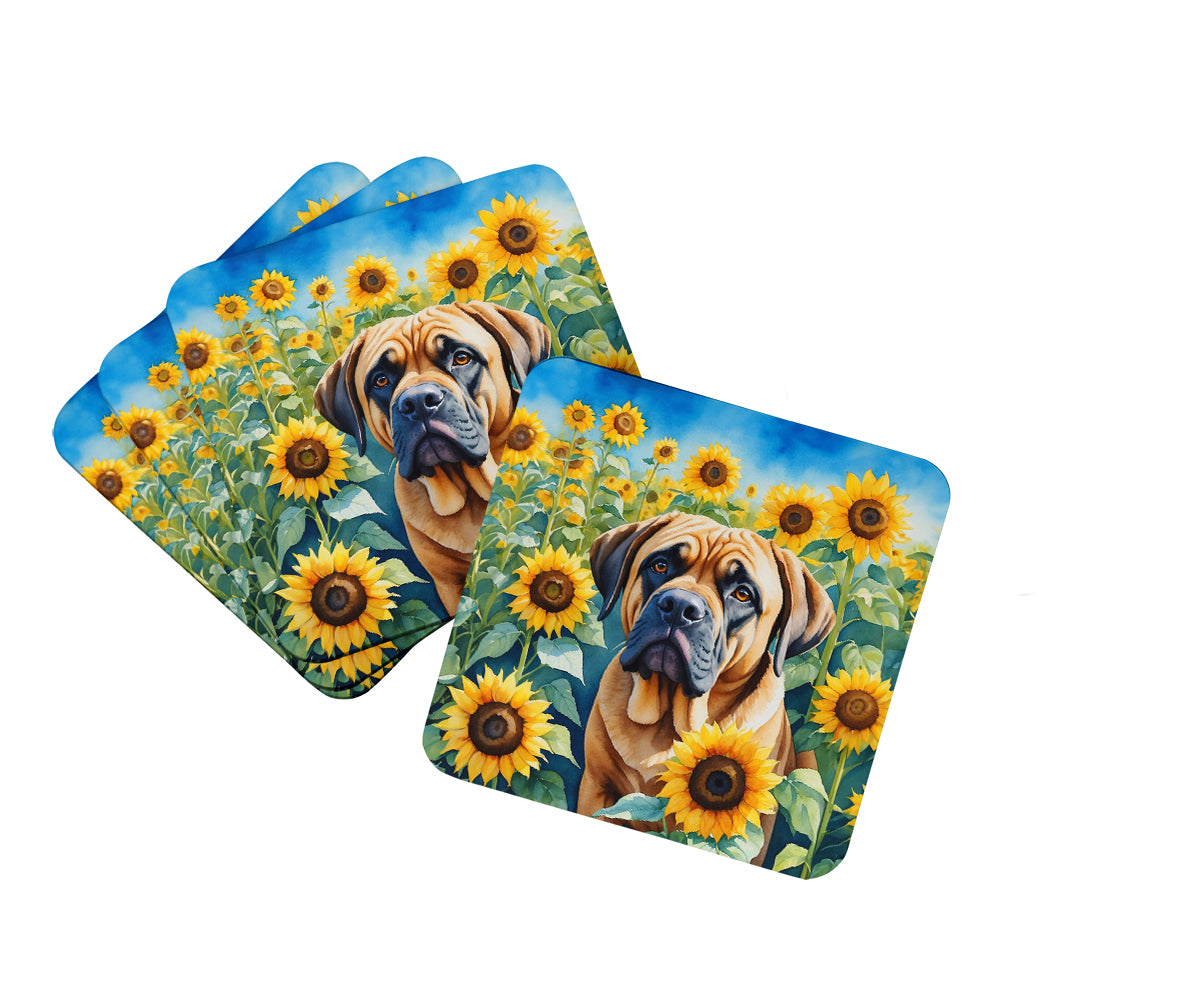 Buy this Mastiff in Sunflowers Foam Coasters