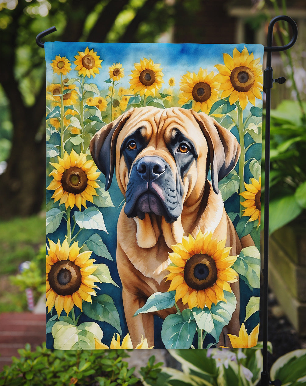 Mastiff in Sunflowers Garden Flag