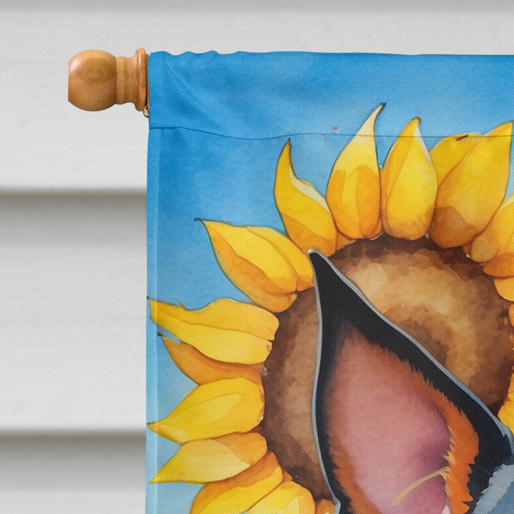 Miniature Pinscher in Sunflowers House Flag