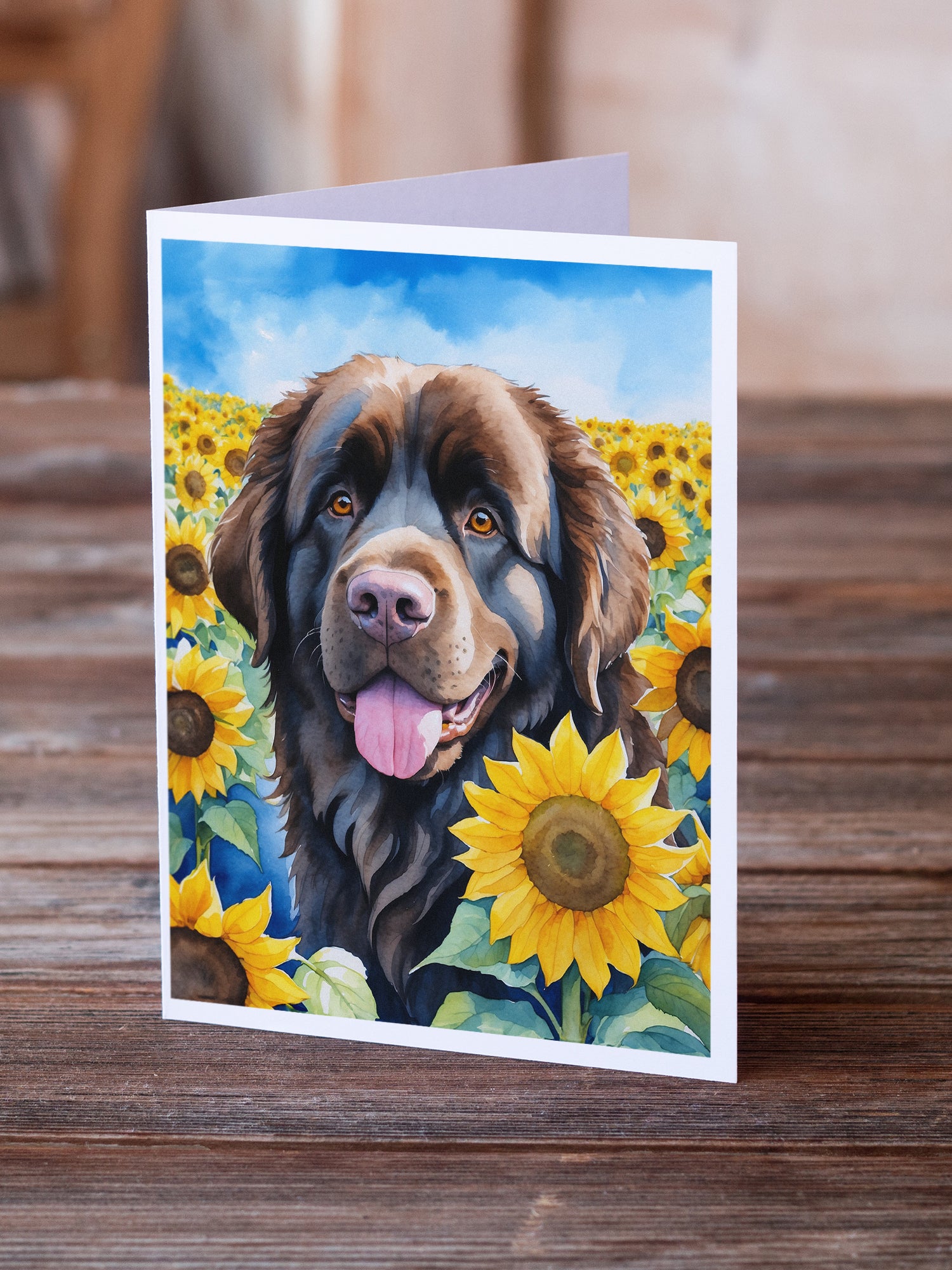 Newfoundland in Sunflowers Greeting Cards Pack of 8