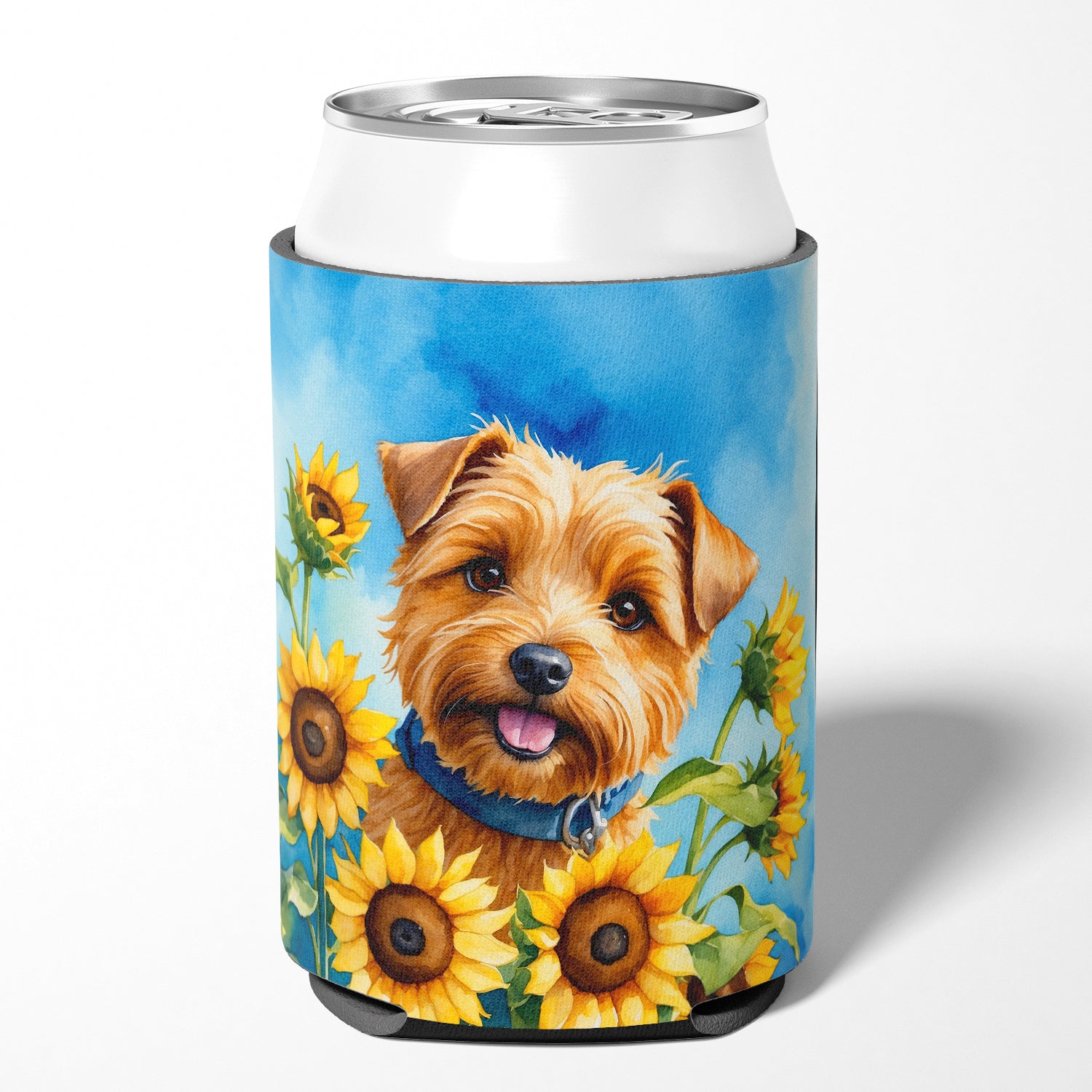 Norfolk Terrier in Sunflowers Can or Bottle Hugger