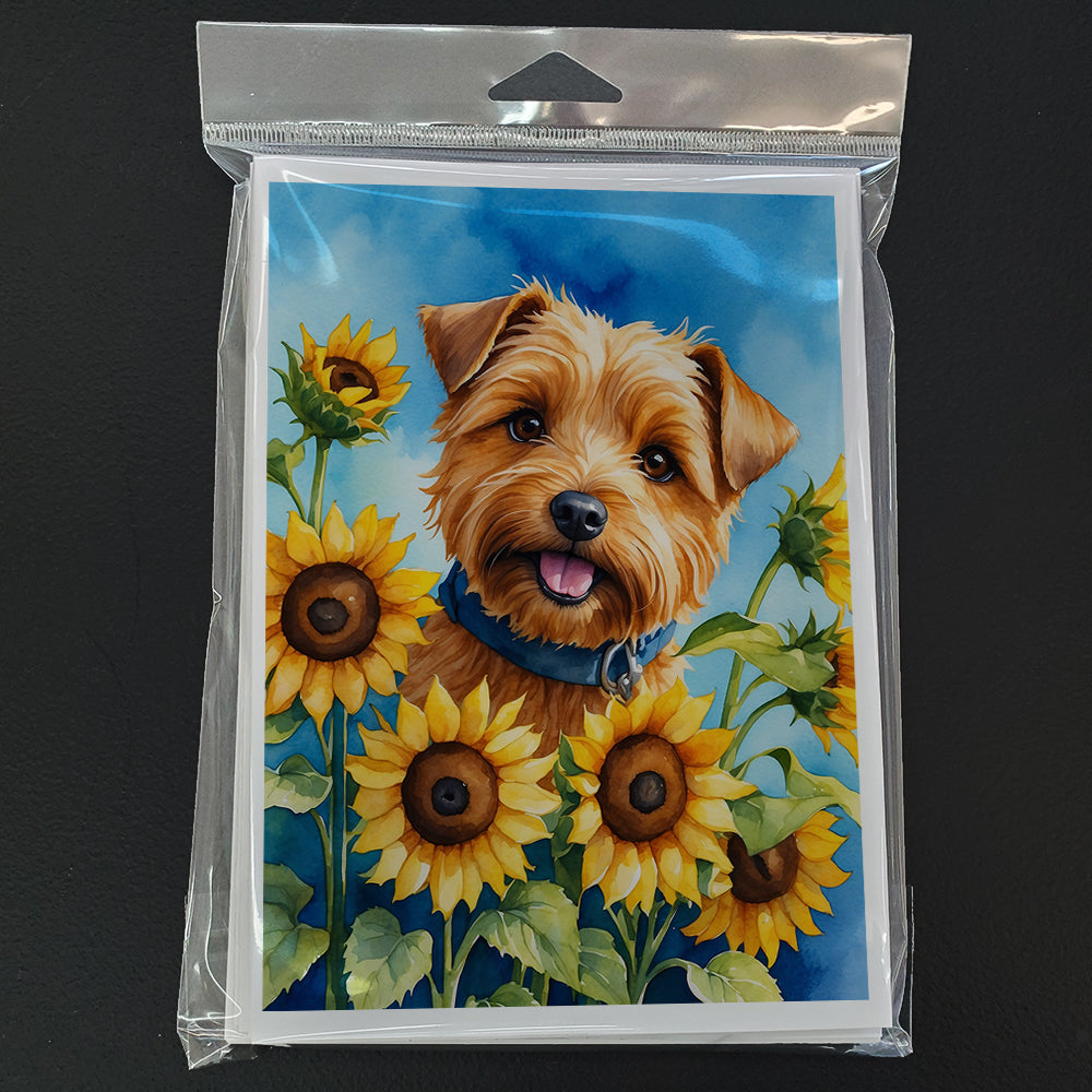 Norfolk Terrier in Sunflowers Greeting Cards Pack of 8
