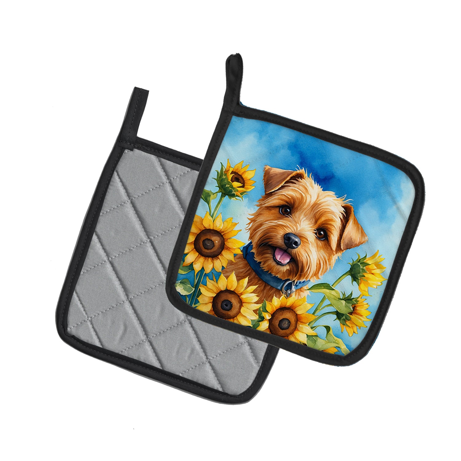 Buy this Norfolk Terrier in Sunflowers Pair of Pot Holders