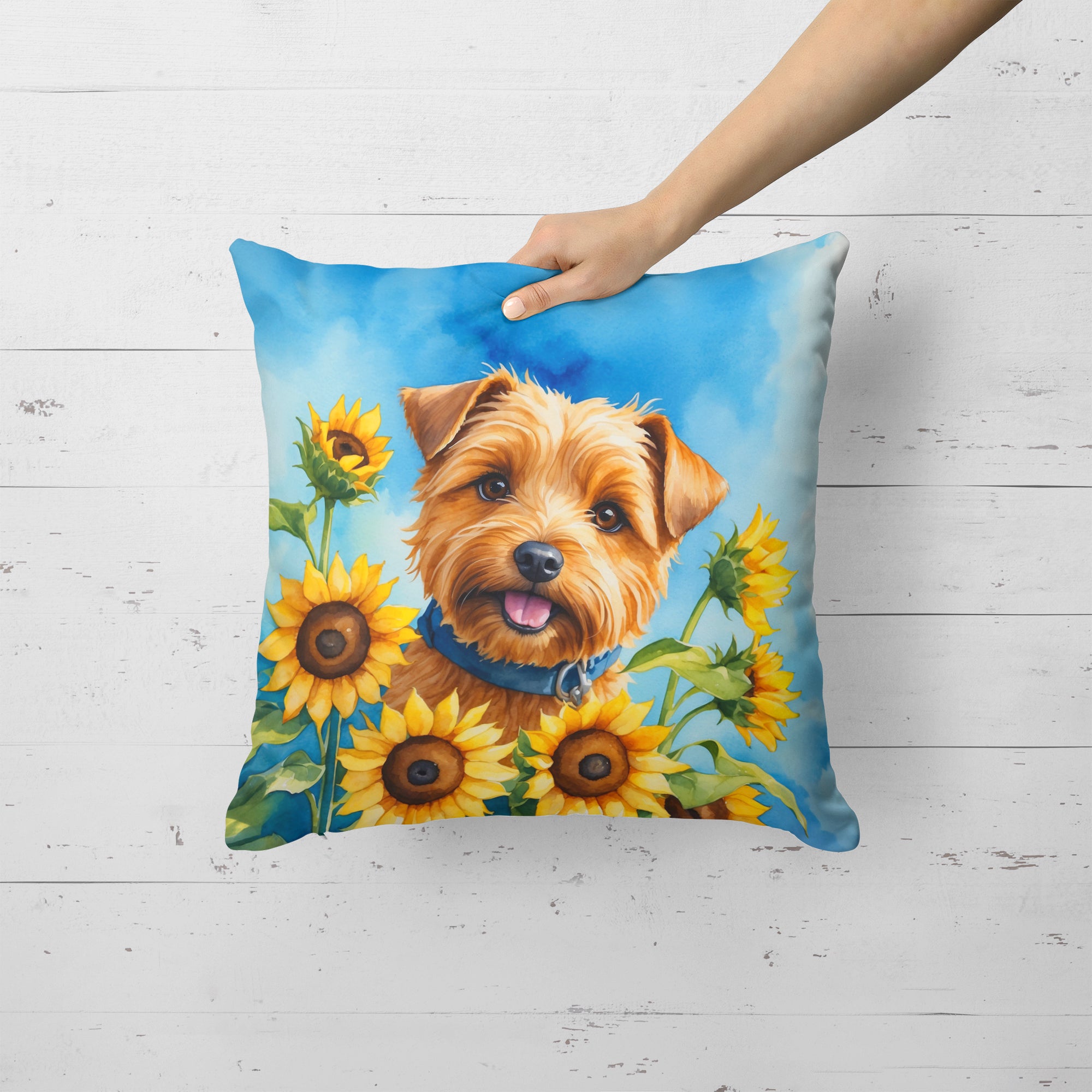 Buy this Norfolk Terrier in Sunflowers Throw Pillow