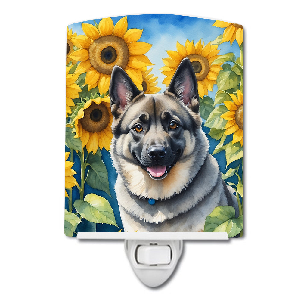 Buy this Norwegian Elkhound in Sunflowers Ceramic Night Light