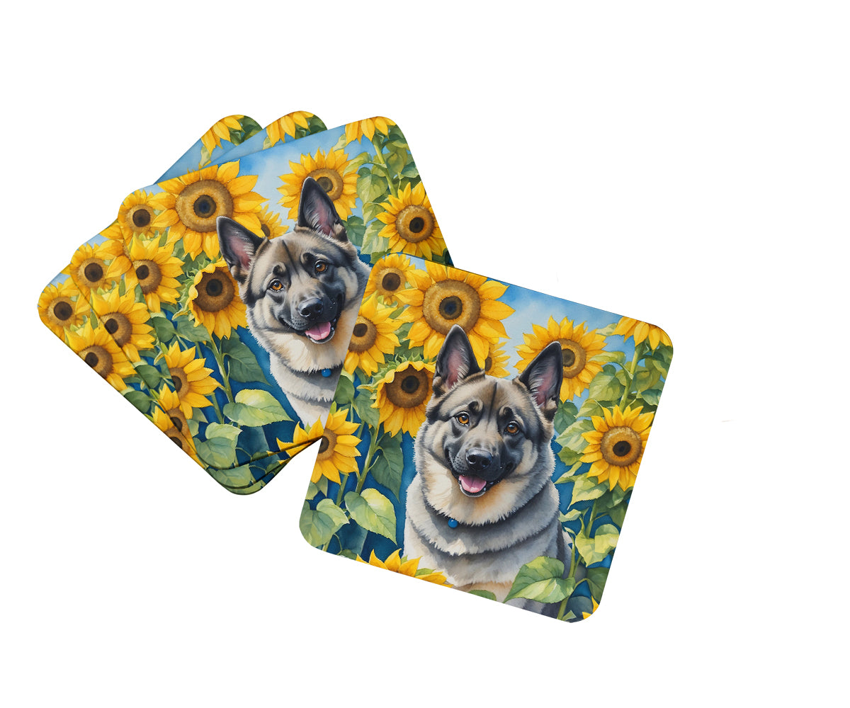 Buy this Norwegian Elkhound in Sunflowers Foam Coasters