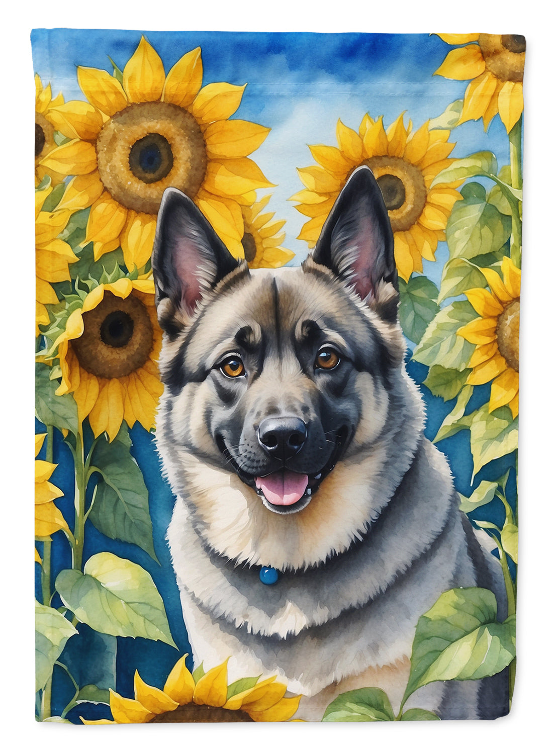 Buy this Norwegian Elkhound in Sunflowers Garden Flag